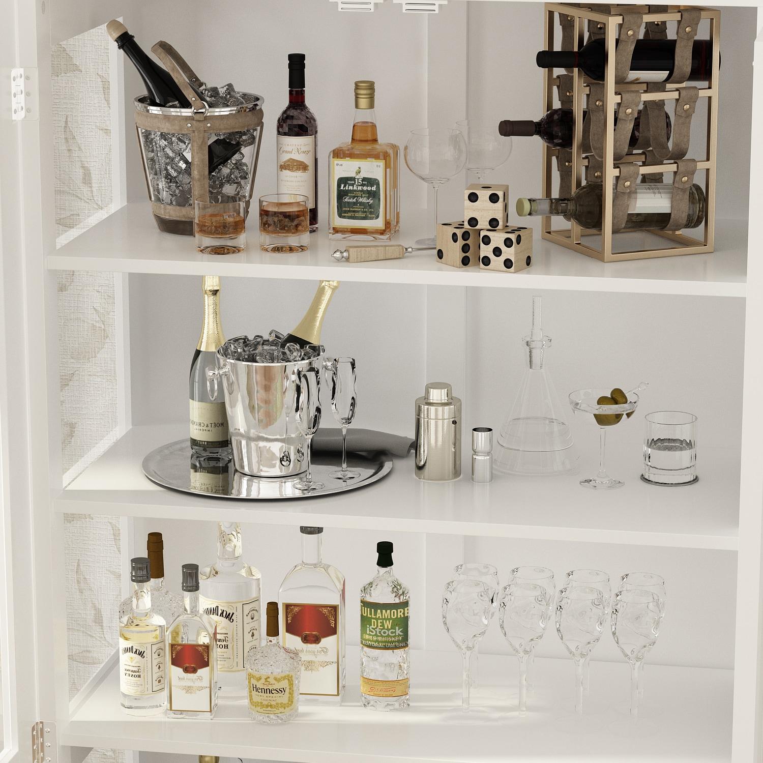 FUFU & GAGA Curio Cabinet with 6 Shelves and Glass Door, White Display Storage