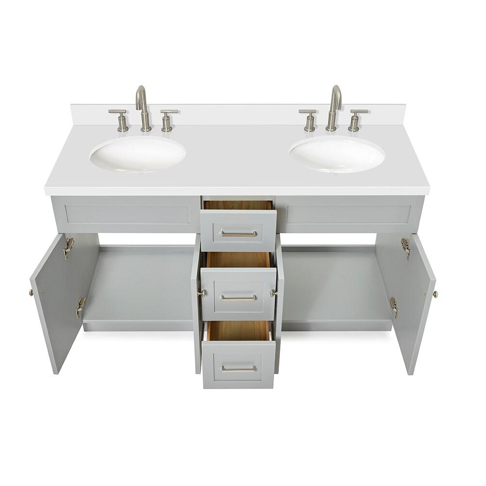 Ariel F061dwqovo Hamlet 61" Free Standing Double Basin Vanity Set - Grey / Pure White Top