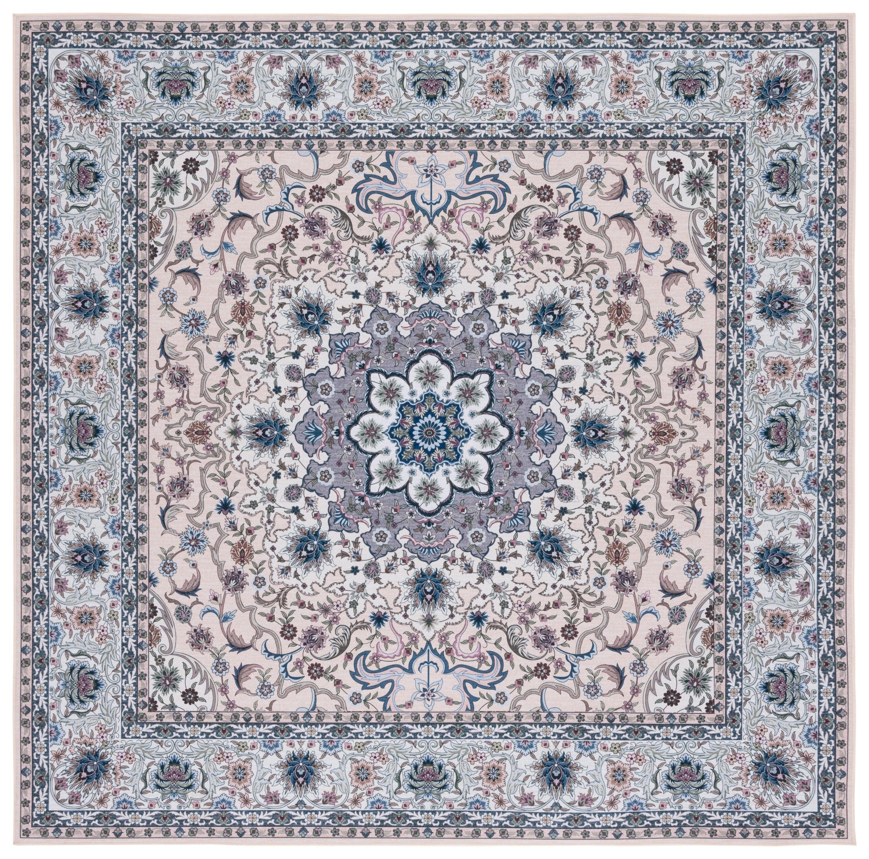 Tucson TSN123 Power Loomed Machine Washable Area Rug - Beige/Green - 6'x6' - Safavieh.