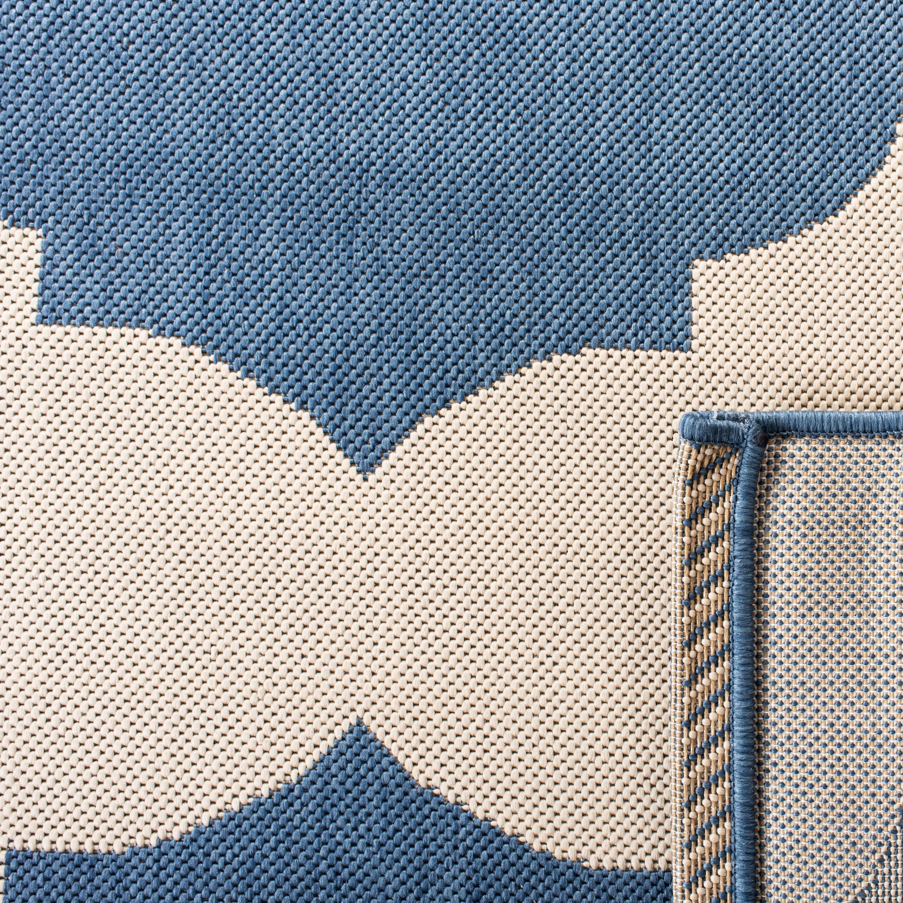 SAFAVIEH Courtyard Elwyn Geometric Trellis Indoor/Outdoor Runner Rug, 2'3" x 8', Beige/Blue