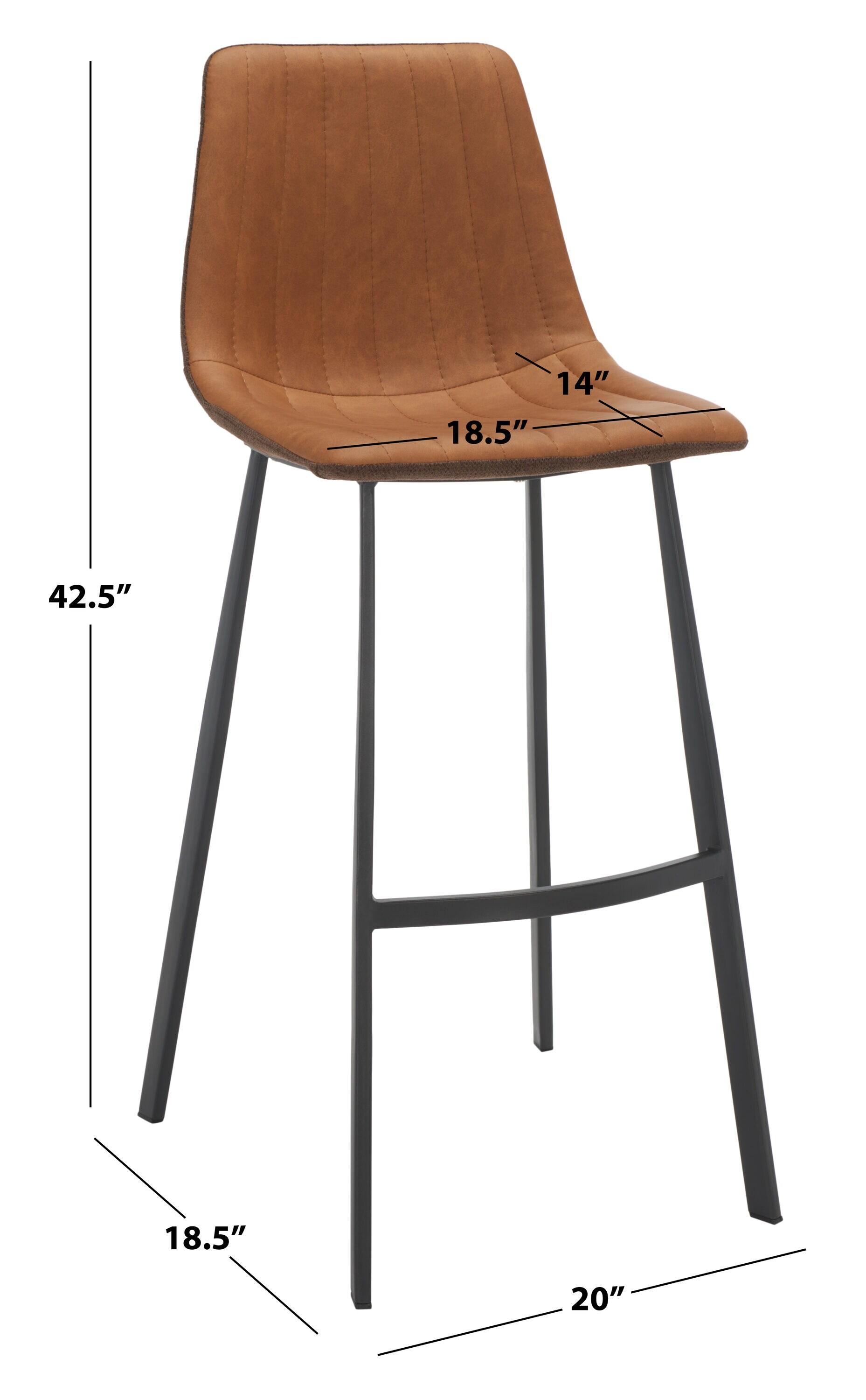 Rhyatte Bar Stool  - BST3018 - Cognac/Black - Safavieh