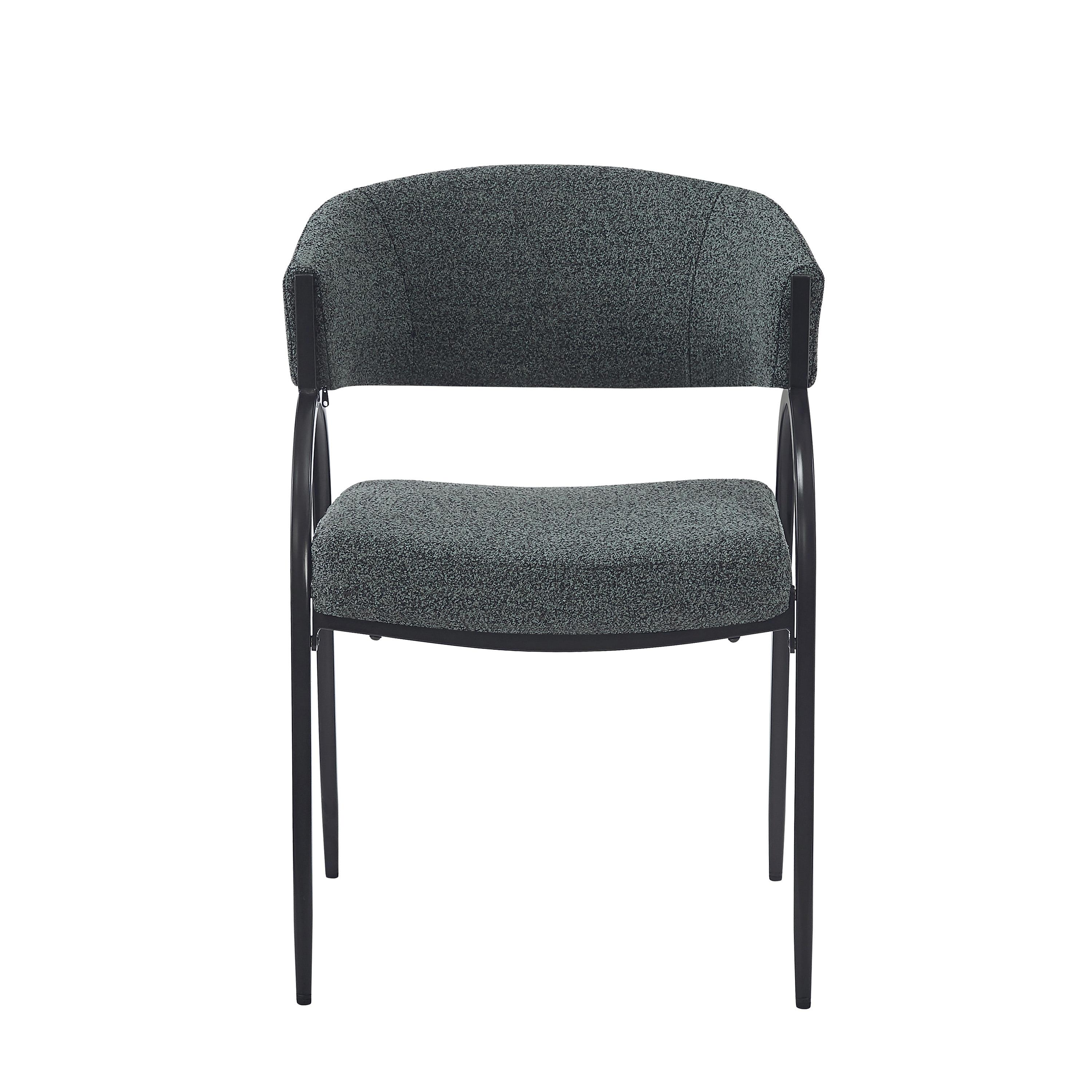 Christopher Knight Home Hayden Upholstered Armrest Dining Chairs with Metal Legs (Set of 2), Dark Green/Black
