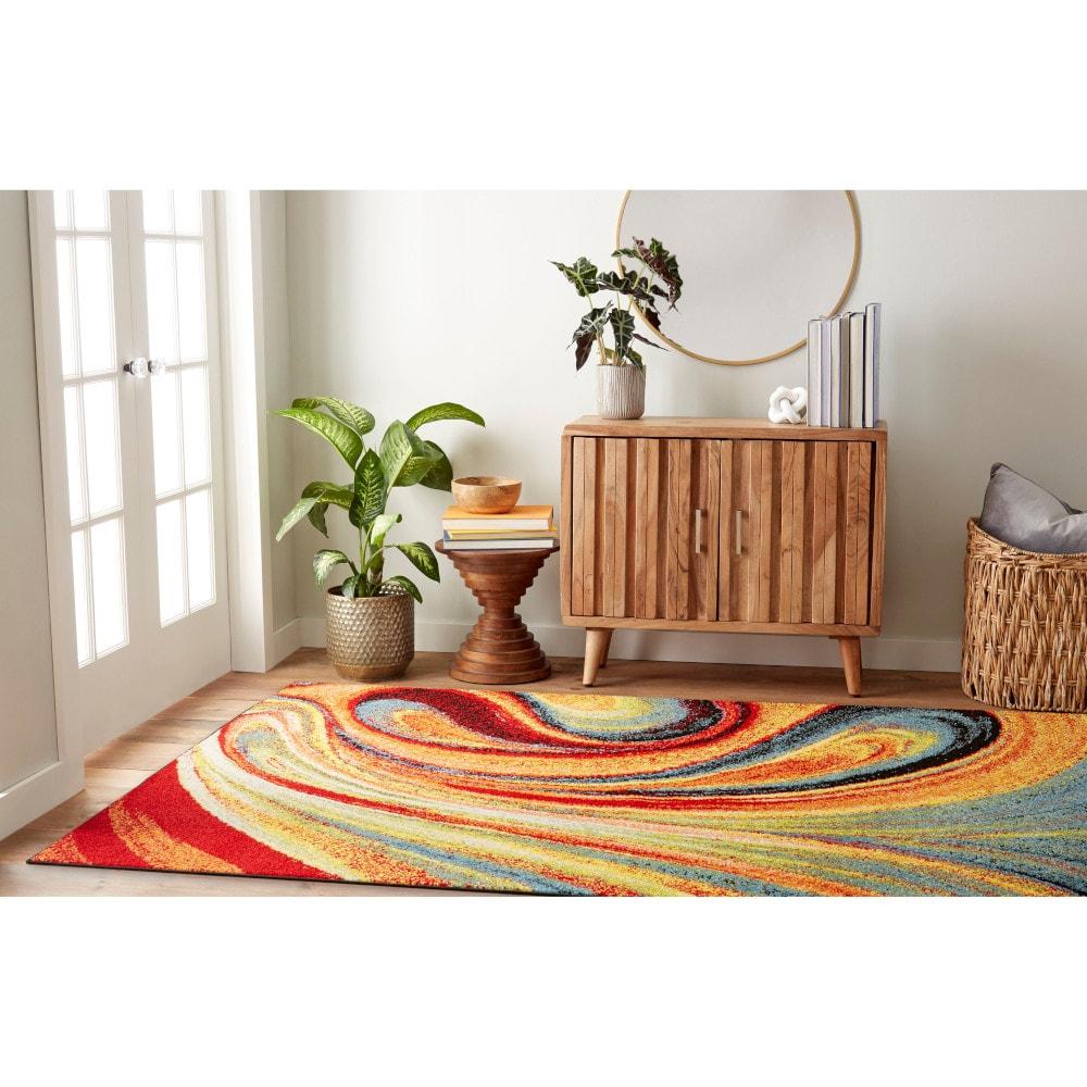 Home Dynamix Splash Adja Contemporary Abstract Swirl Area Rug, Red/Blue, 7'10"x10'2"