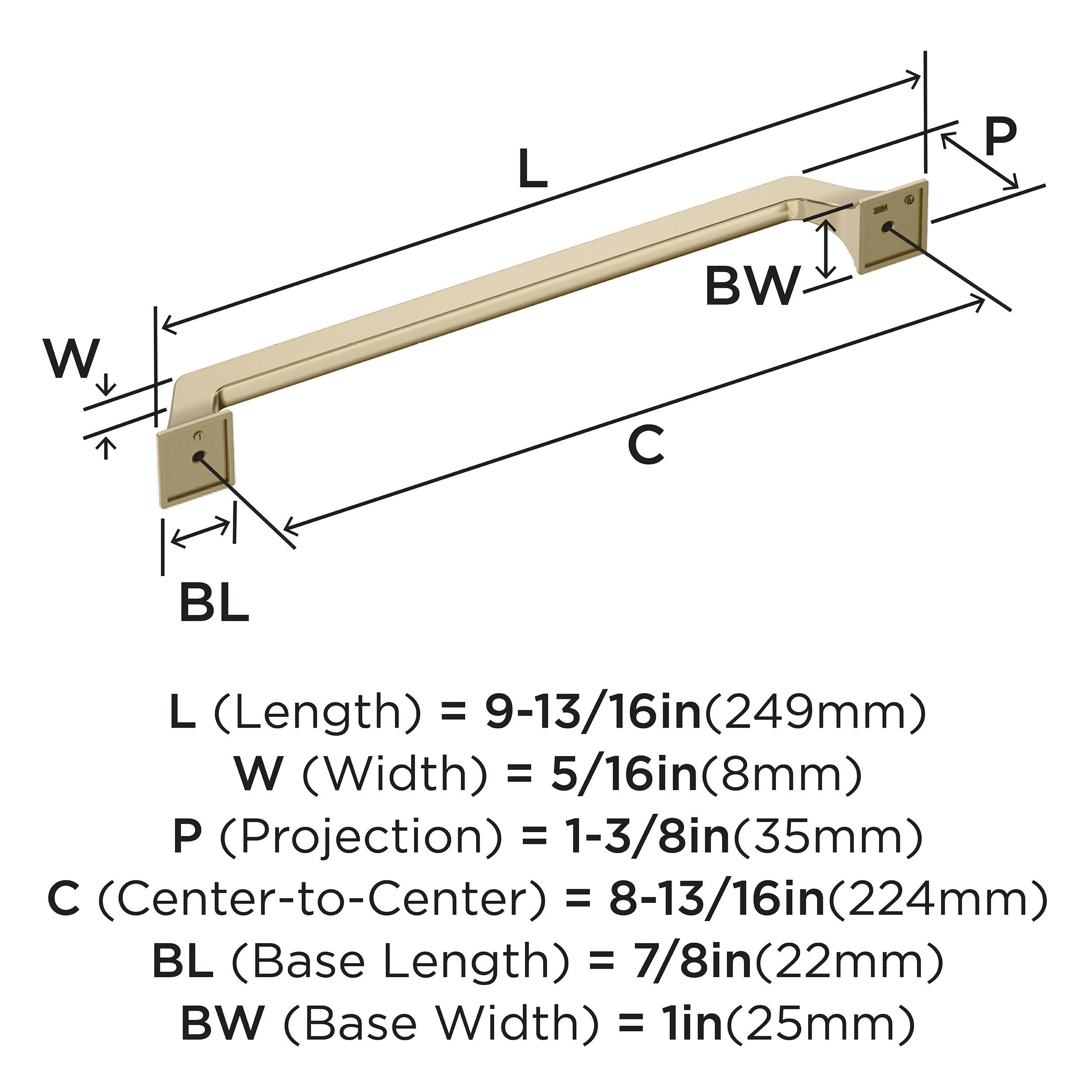 Amerock Exceed 8-13/16 inch (224mm) Center-to-Center Golden Champagne Cabinet Pull