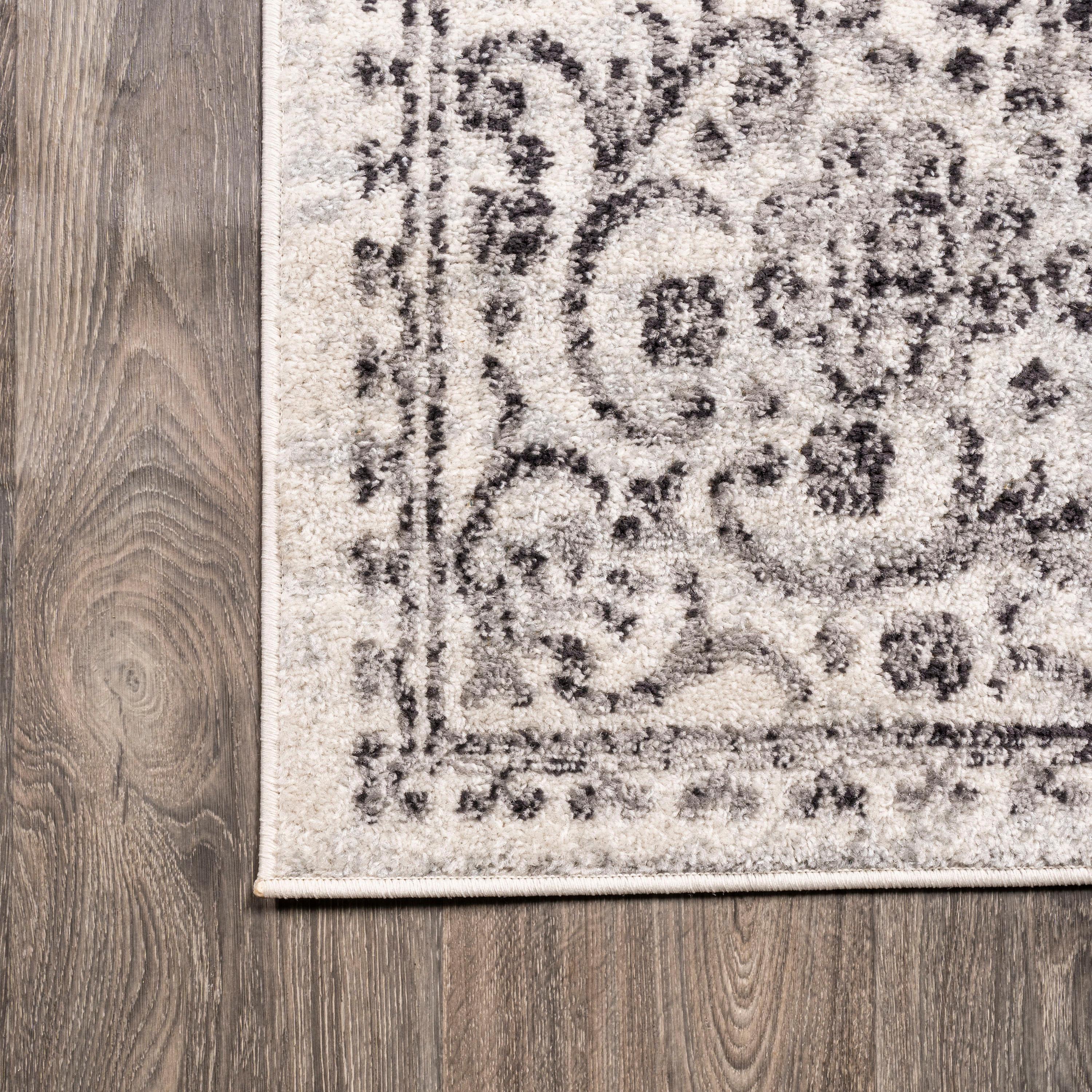 5'x8' Minori Filigree Medallion Area Rug, Dark Gray/Cream - JONATHAN Y