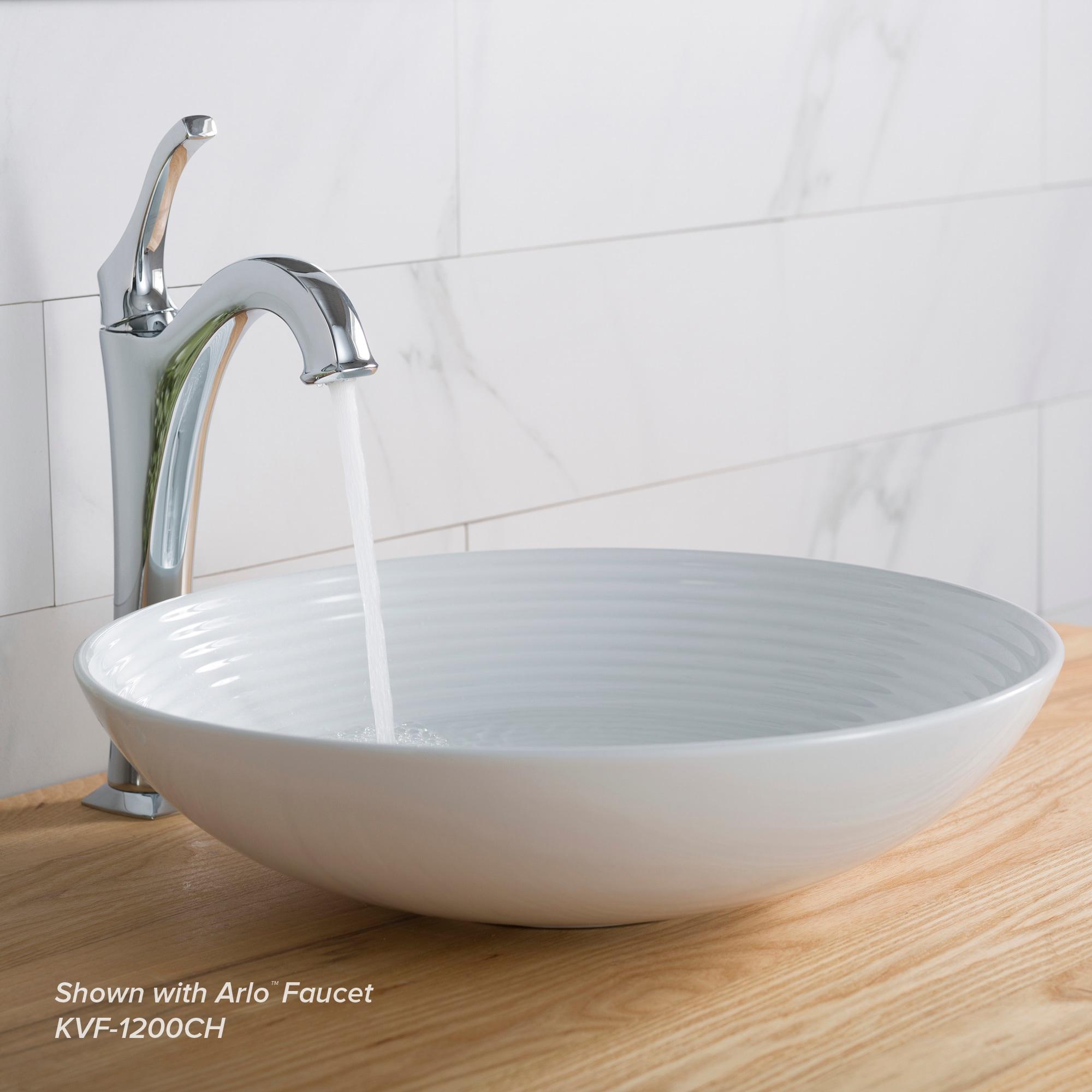 KRAUS Viva™ Thin Ceramics Vessel Bathroom Sink with Pop-Up Drain