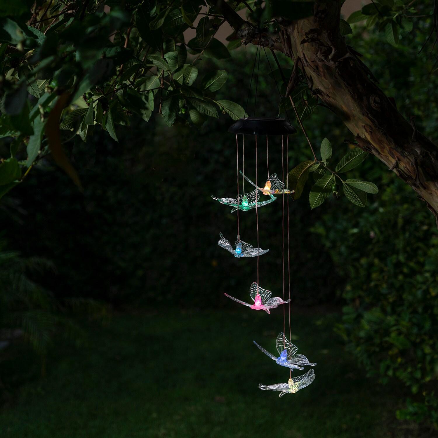 Alpine Corporation LED Butterfly Mobile: Solar-Powered, 27" Outdoor Decor with 6 LEDs