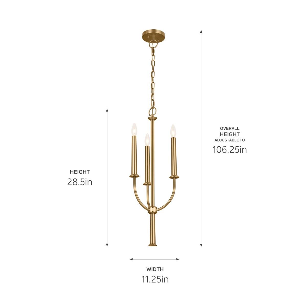 Kichler Lighting Florence 3 - Light Chandelier in  Brushed Natural Brass