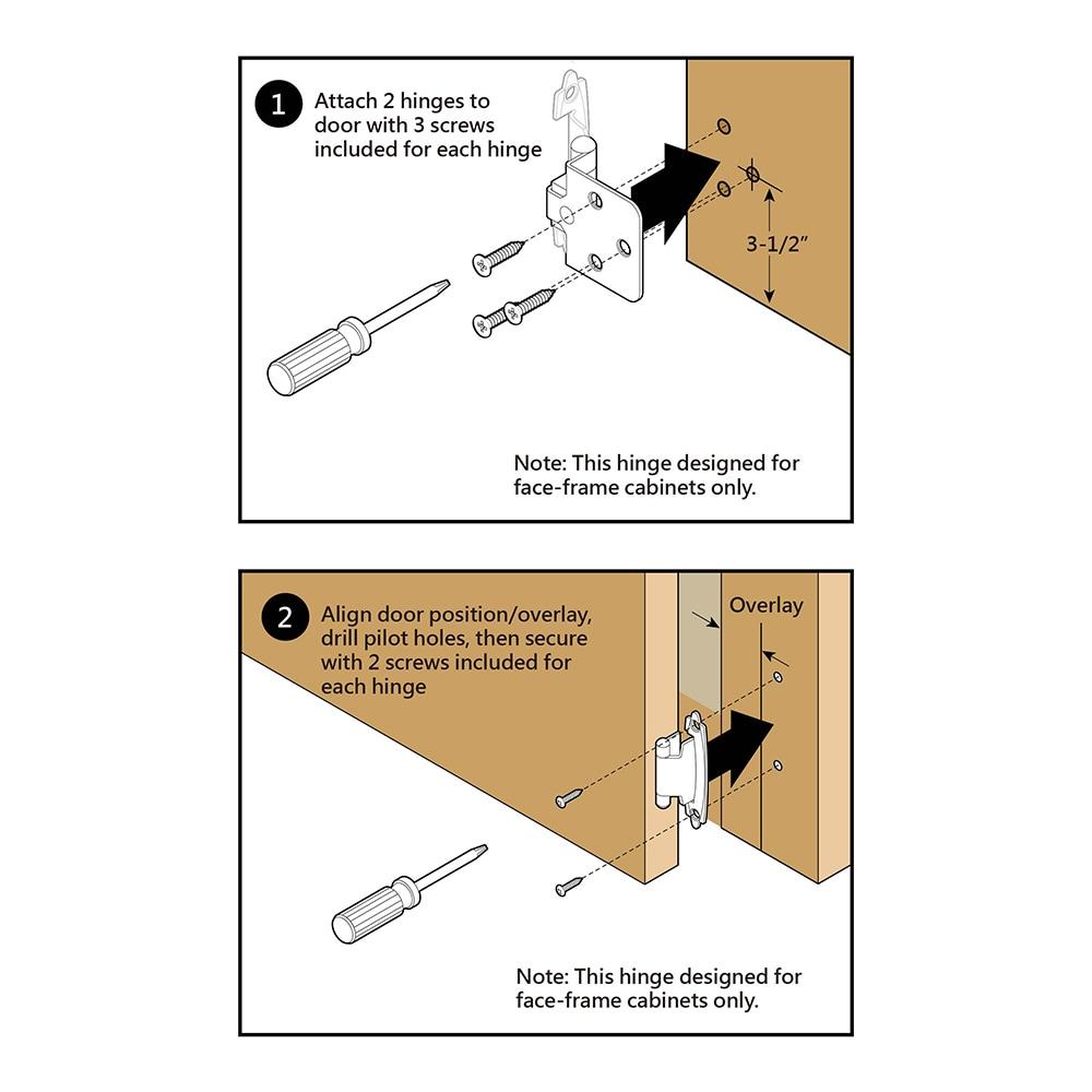 RELIABILT 200-Degree Adjustable Overlay Overlay Surface Self-Closing Satin nickel Cabinet Hinge , 5 Pairs ( 10 -Pieces)