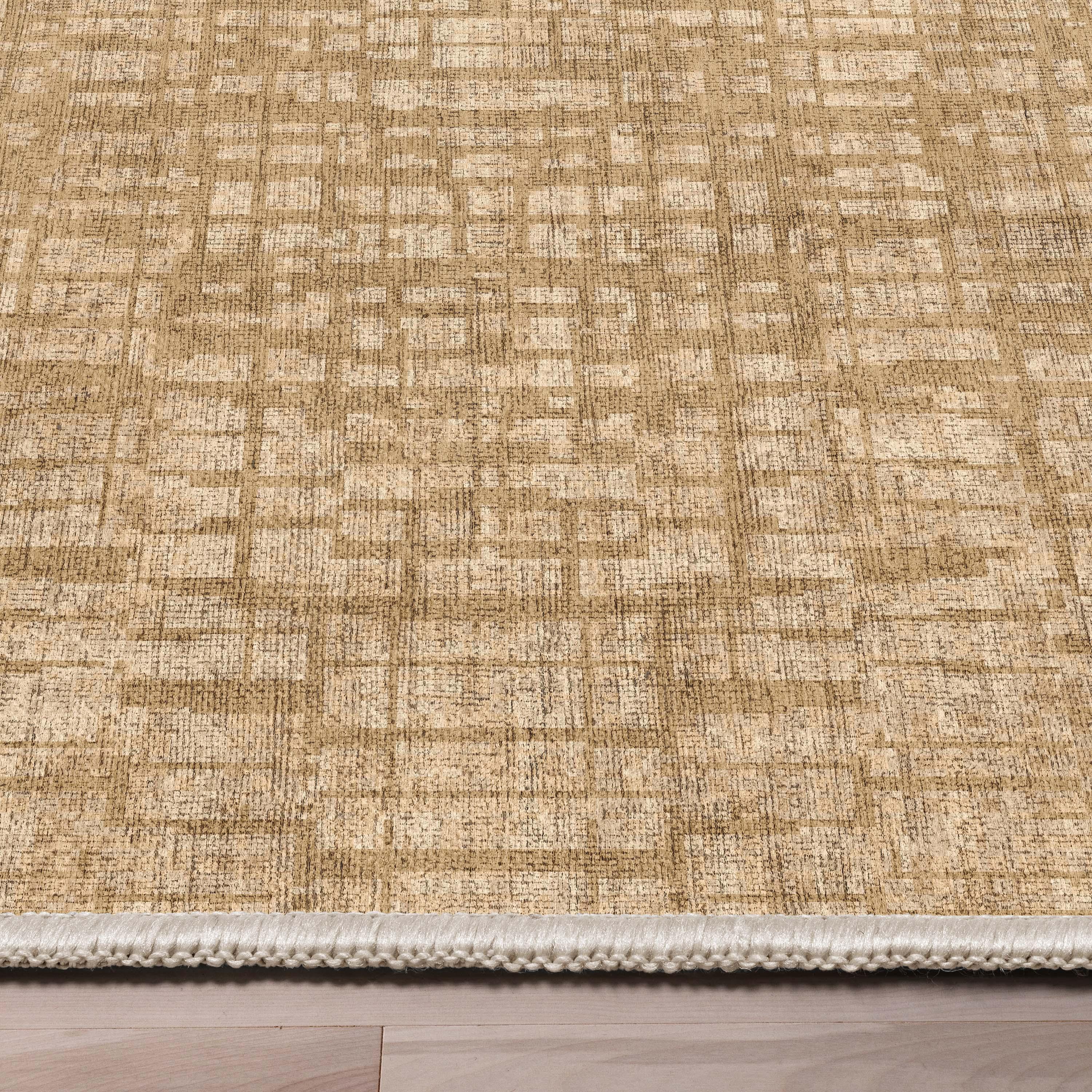 Nuzzo Nightscape Modern Geometric Flat-Weave Beige Area Rug