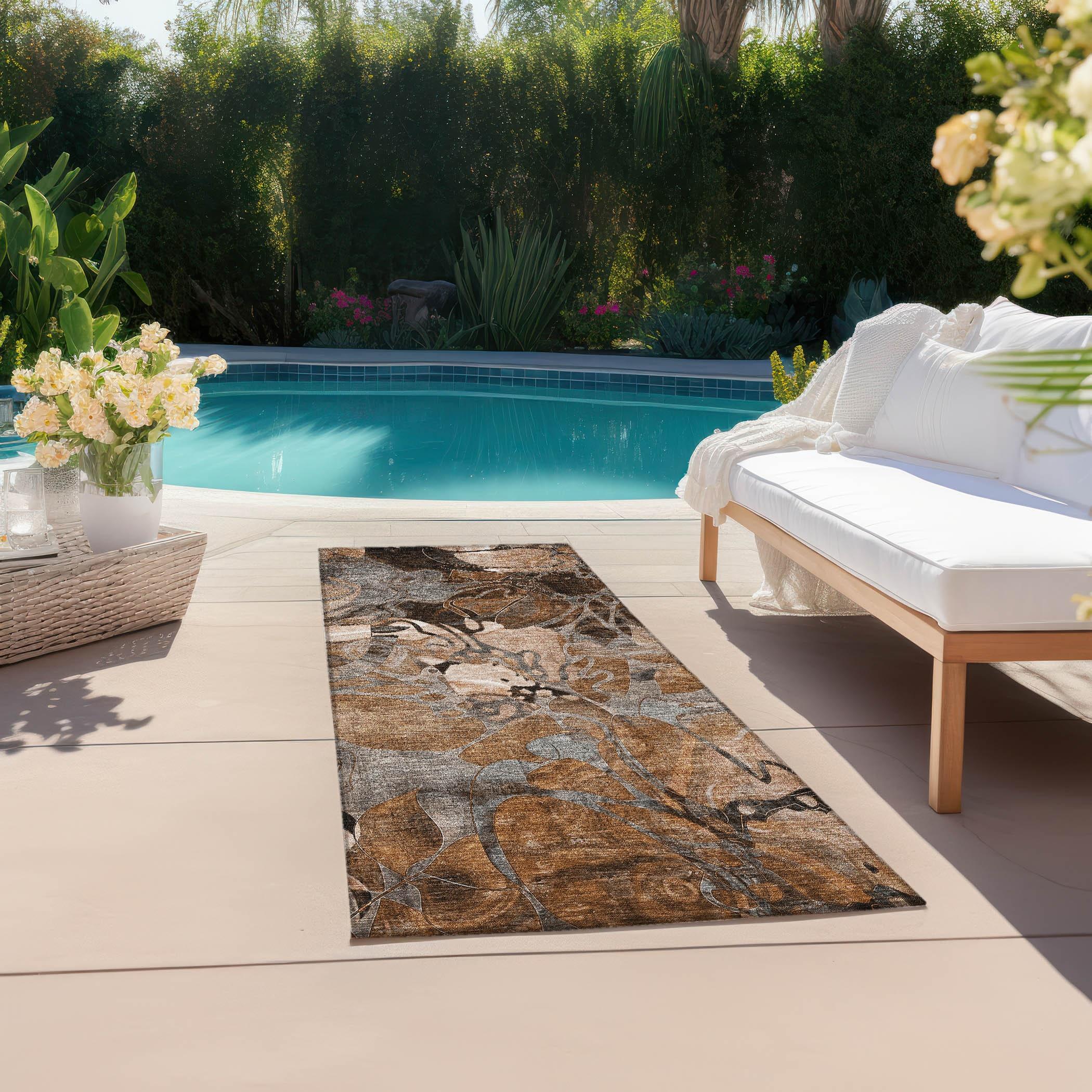 Addison Rugs Chantille ACN558 Orange 2'3" x 7'6" Indoor Outdoor Hallway Runner Rug, Stain Resistant Washable Kitchen Area Carpet for Bathroom, Laundry and Bedroom