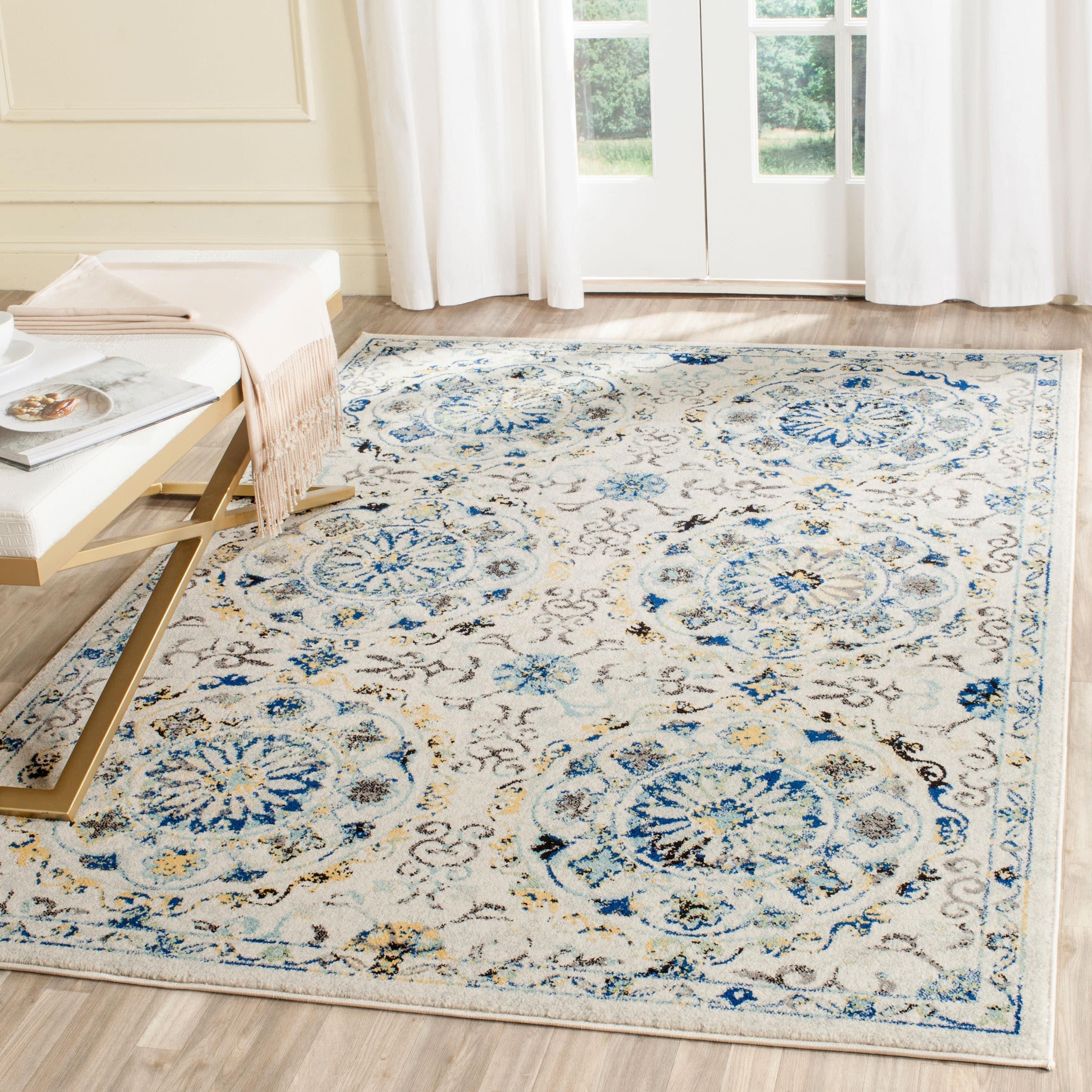 Evoke EVK252 Power Loomed Accent Rug - Ivory/Blue - 3'x5' - Safavieh.