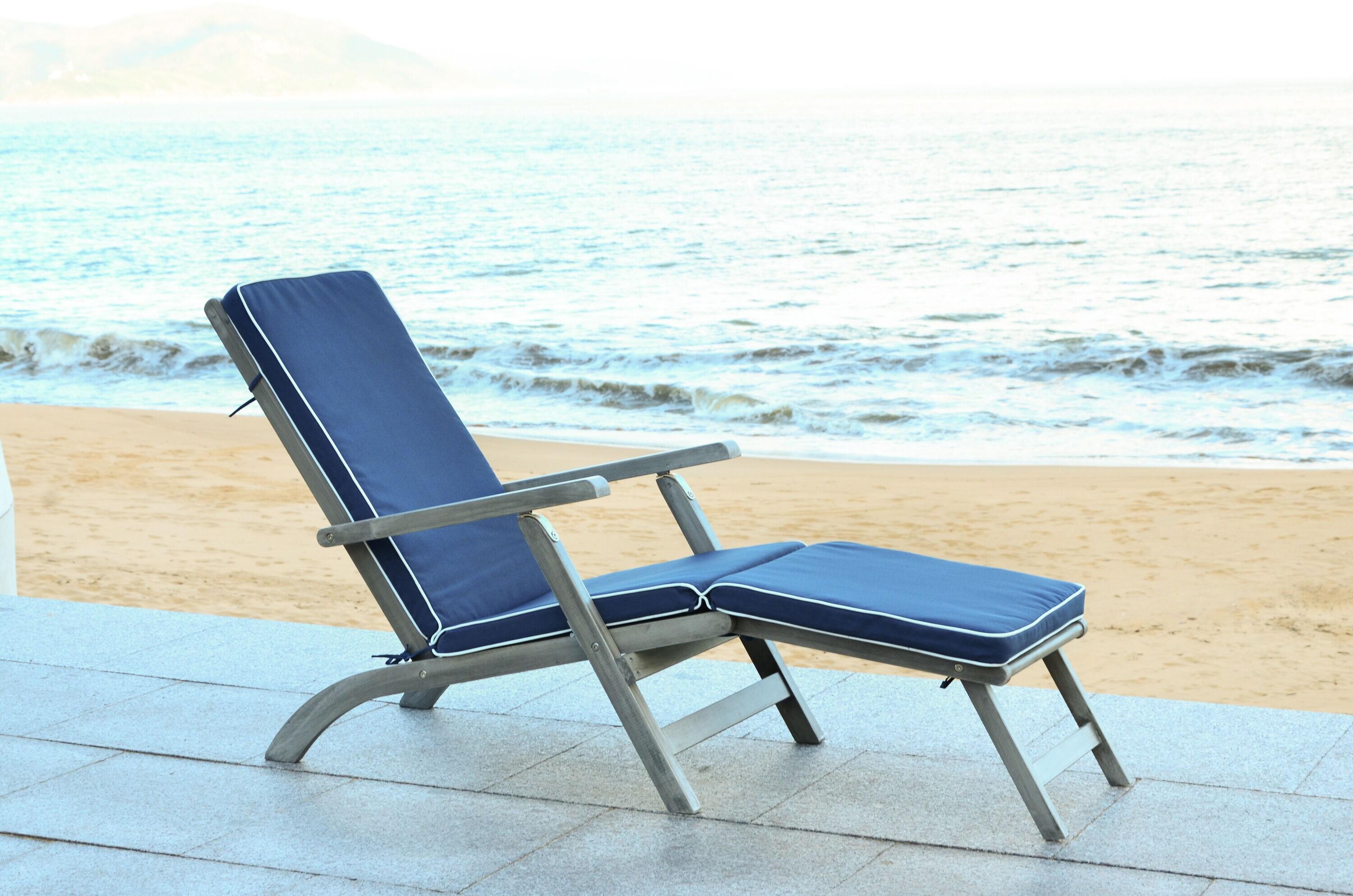 Palmdale Lounge Chair - Outdoor - PAT7015 - Grey/Navy -Safavieh