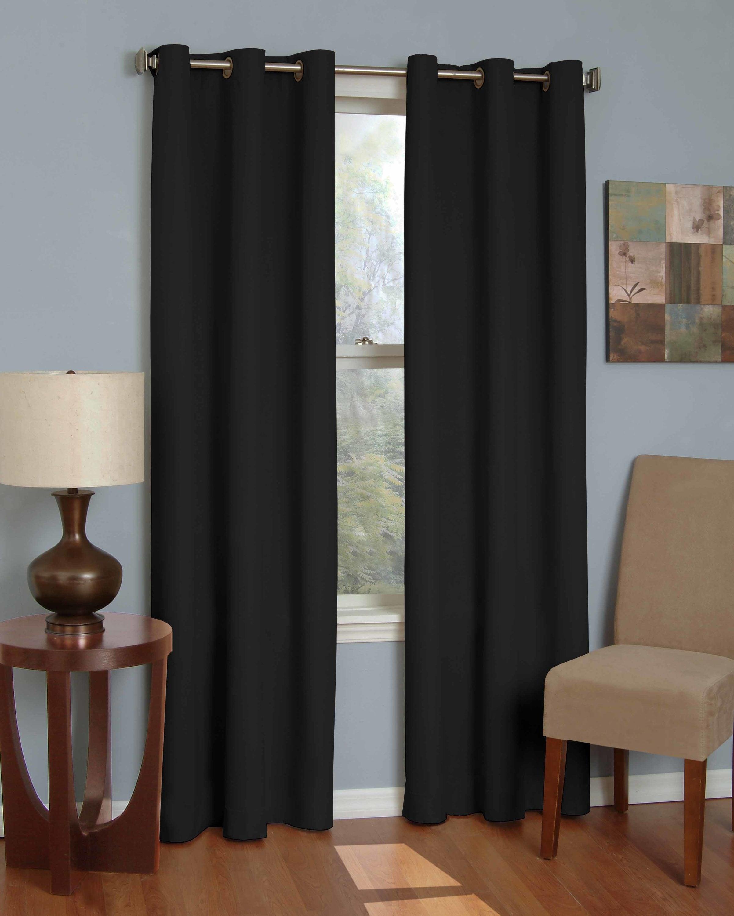 Eclipse Microfiber Blackout Grommet Curtains, Solid Thermaback Window Curtains