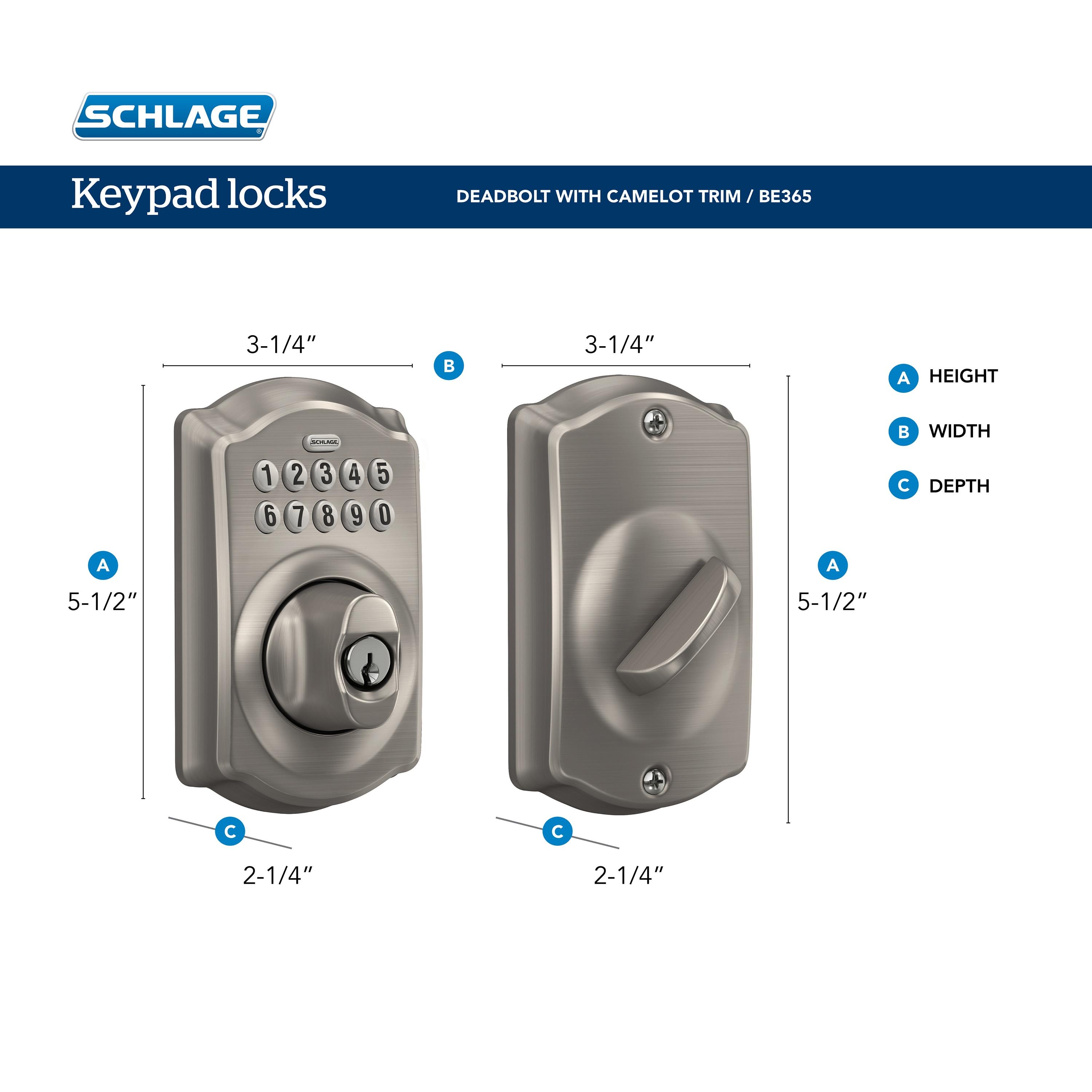 Schlage Satin Nickel Metal Electronic Keypad Entry Lock