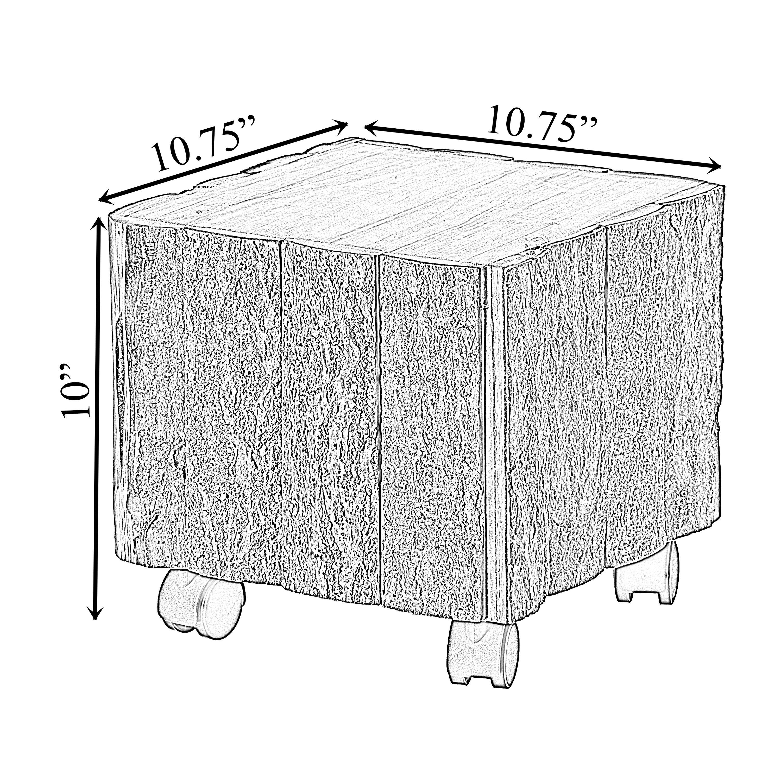 Vintiquewise Accent Decorative Natural Wooden Square Stump Stool, with Wheels for Indoor and Outdoor