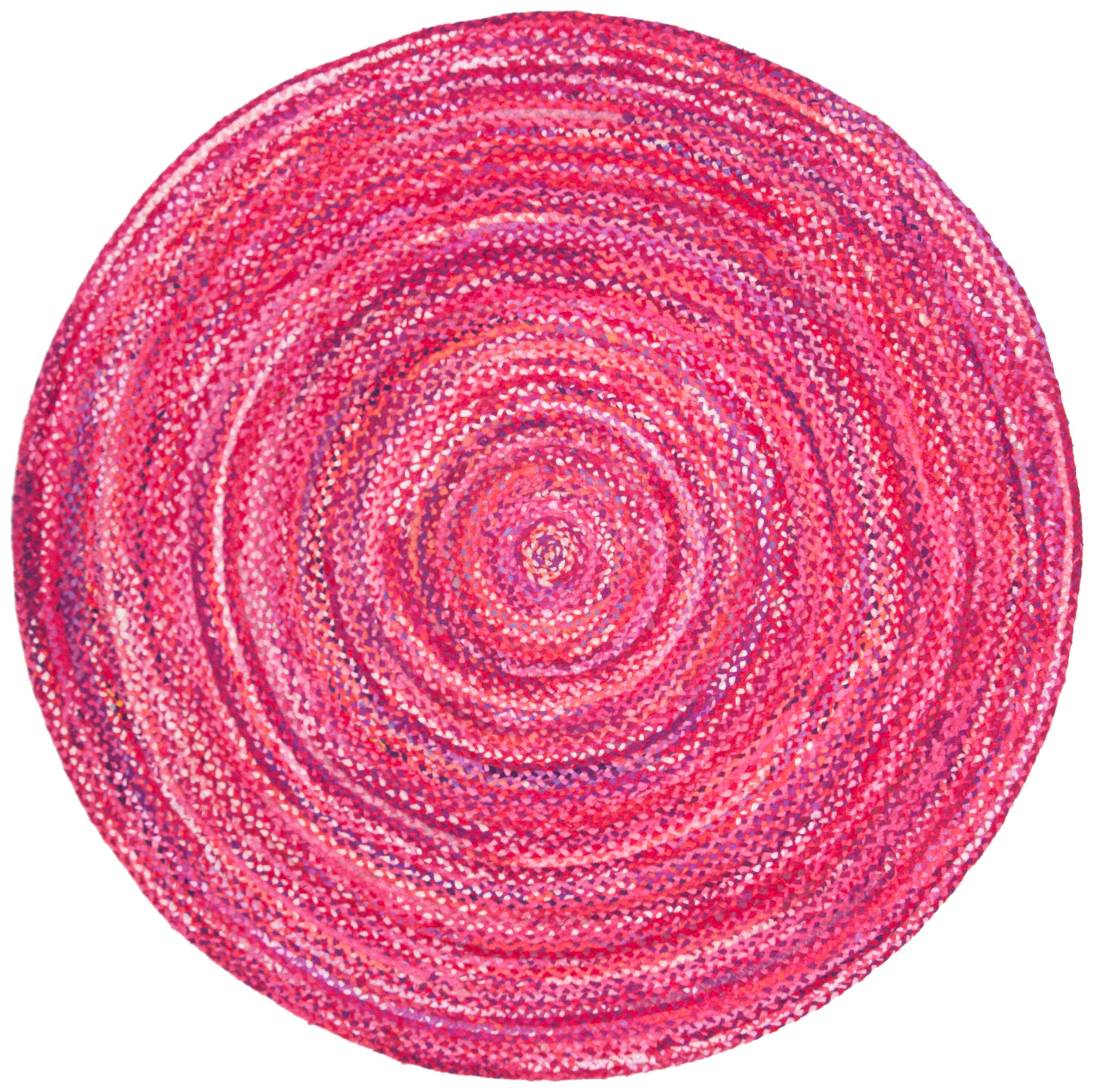 Braided BRD452 Hand Woven Indoor Area Rug - Pink/Fuchsia - 6' Round - Safavieh