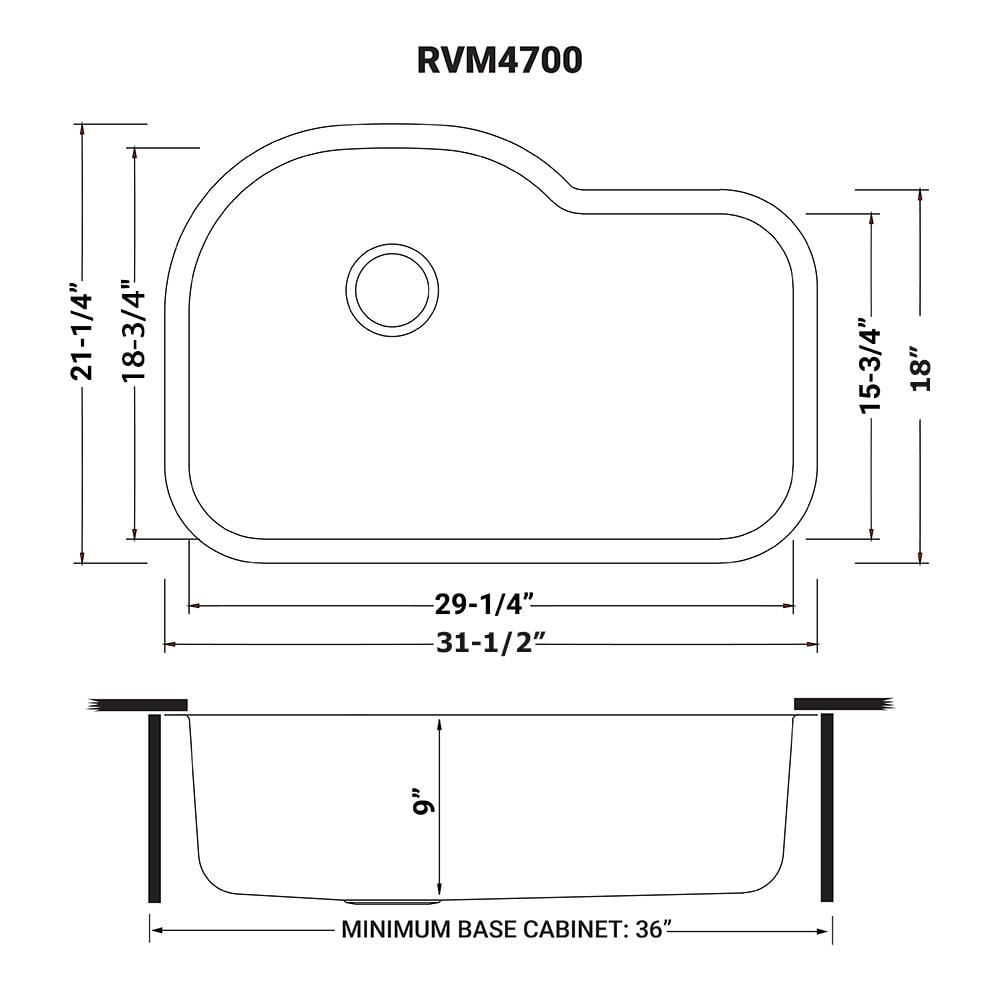 Ruvati RVM4700 Undermount 16 Gauge 32" Kitchen Sink Single Bowl