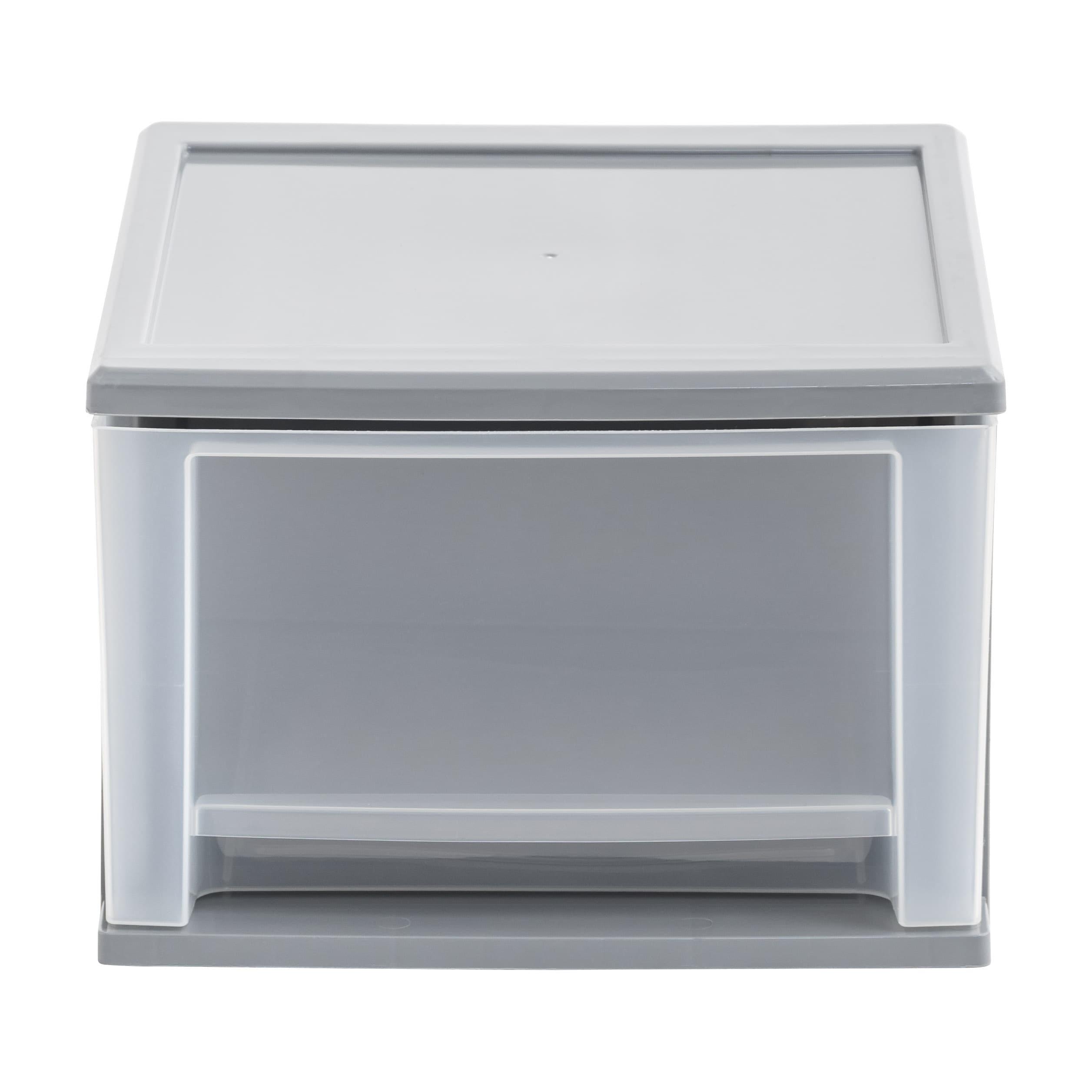 IRIS 17.1pk 5qt Stacking Drawer: Plastic Storage, Stackable Utility, Clear & Gray, Universal Placement, 1 Drawer