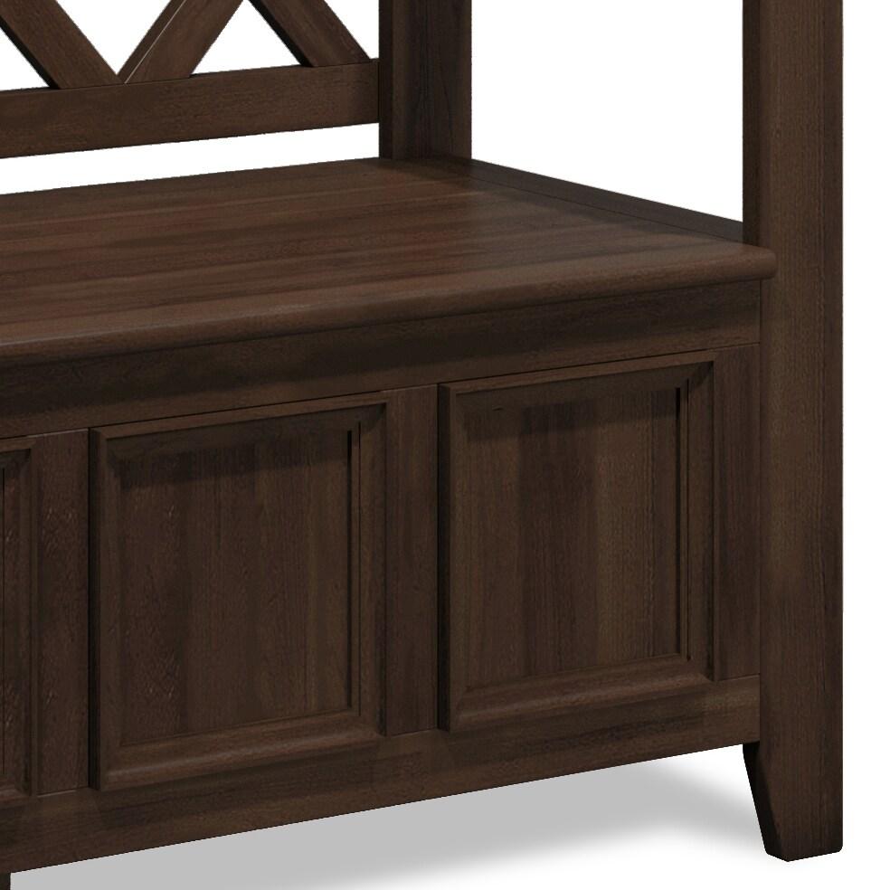 Simpli Home Amherst 48"W Solid Wood Entryway Storage Bench with Lift-Top Lid and Dual Compartments