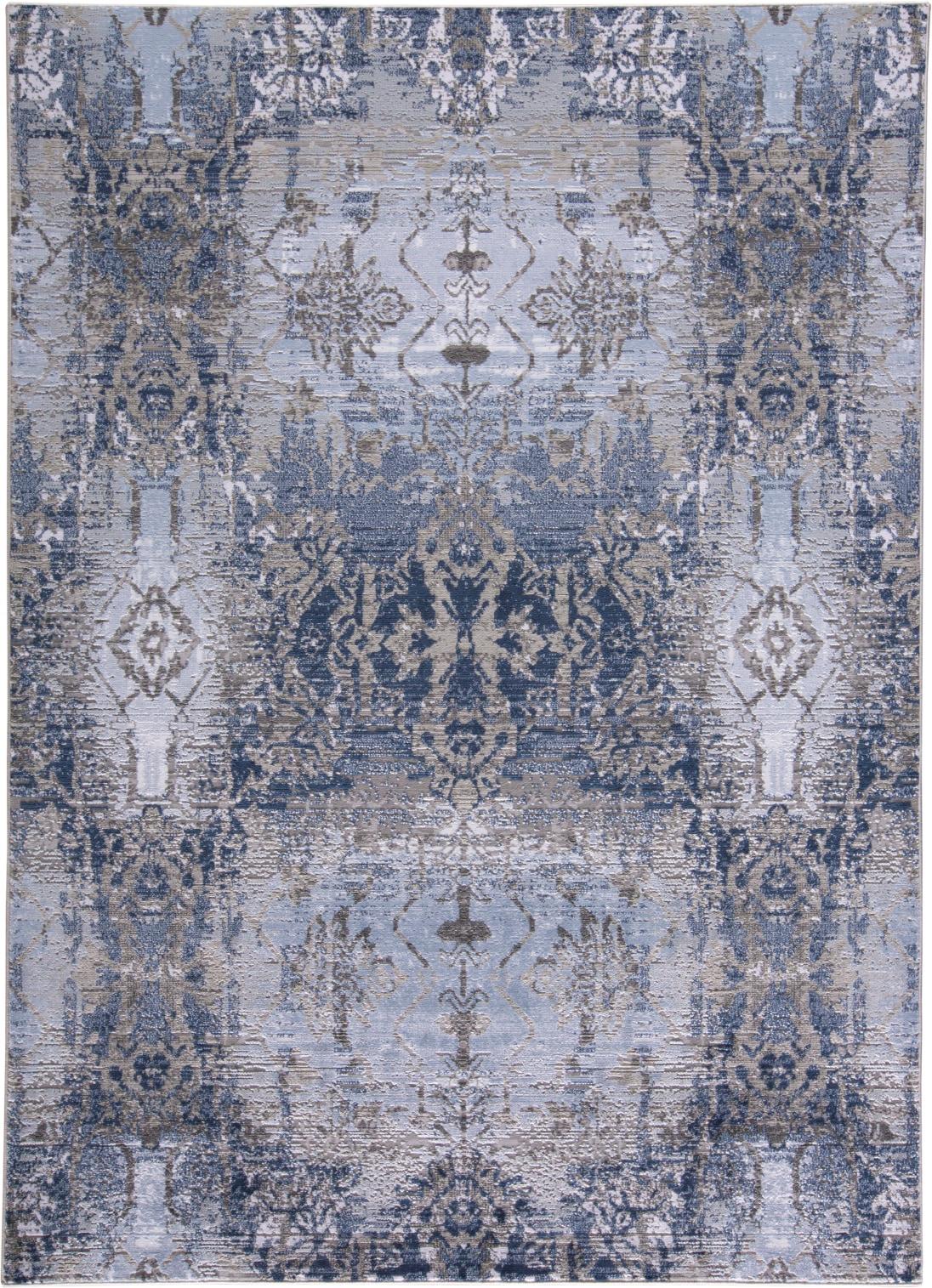 Gaspar Modern Damask Blue/Gray/Taupe Area Rug