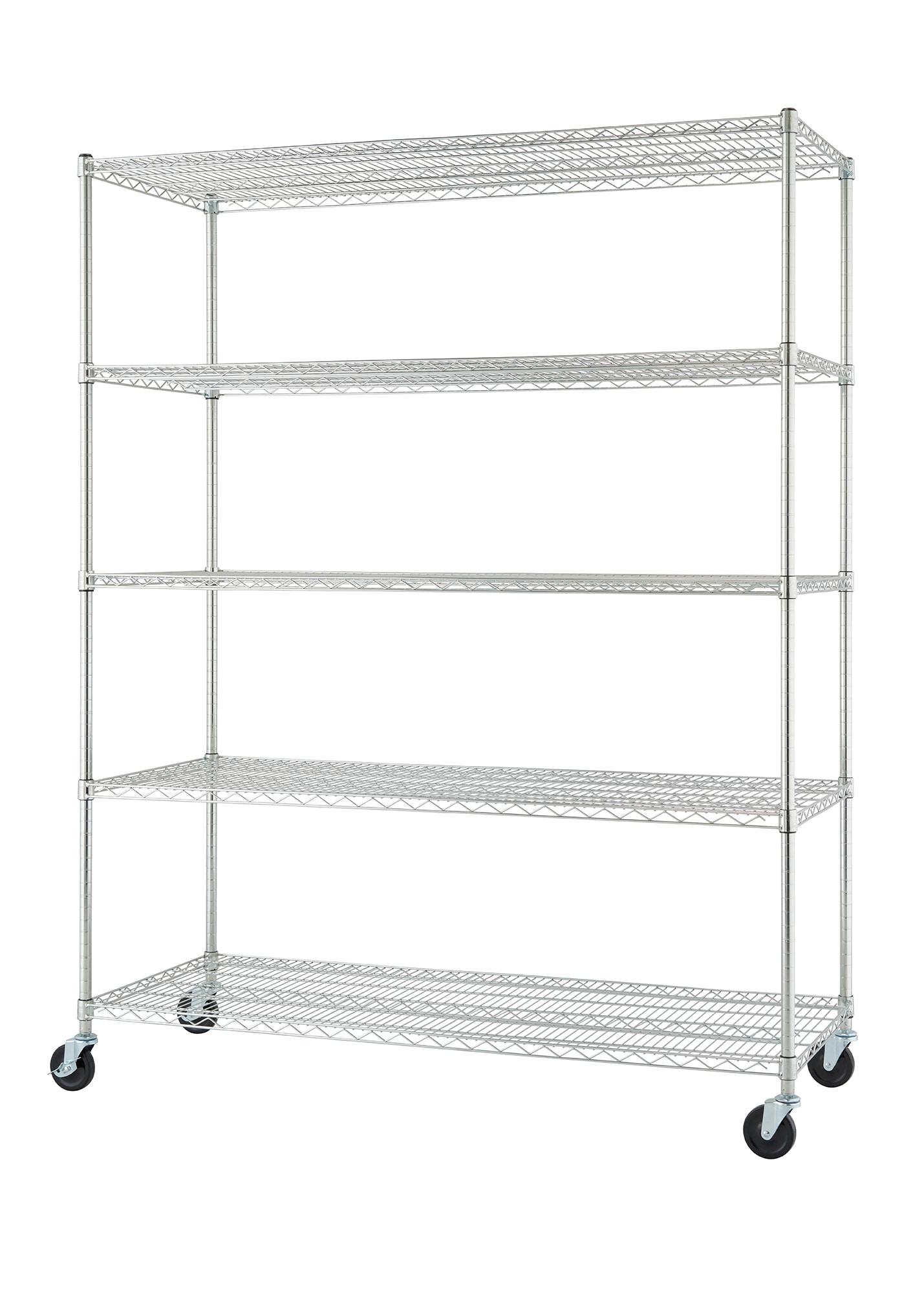 TRINITY EcoStorage 5-Tier NSF Rolling Steel Wire Shelving Unit w/ Wheels (60 in. W x 24 in. D)