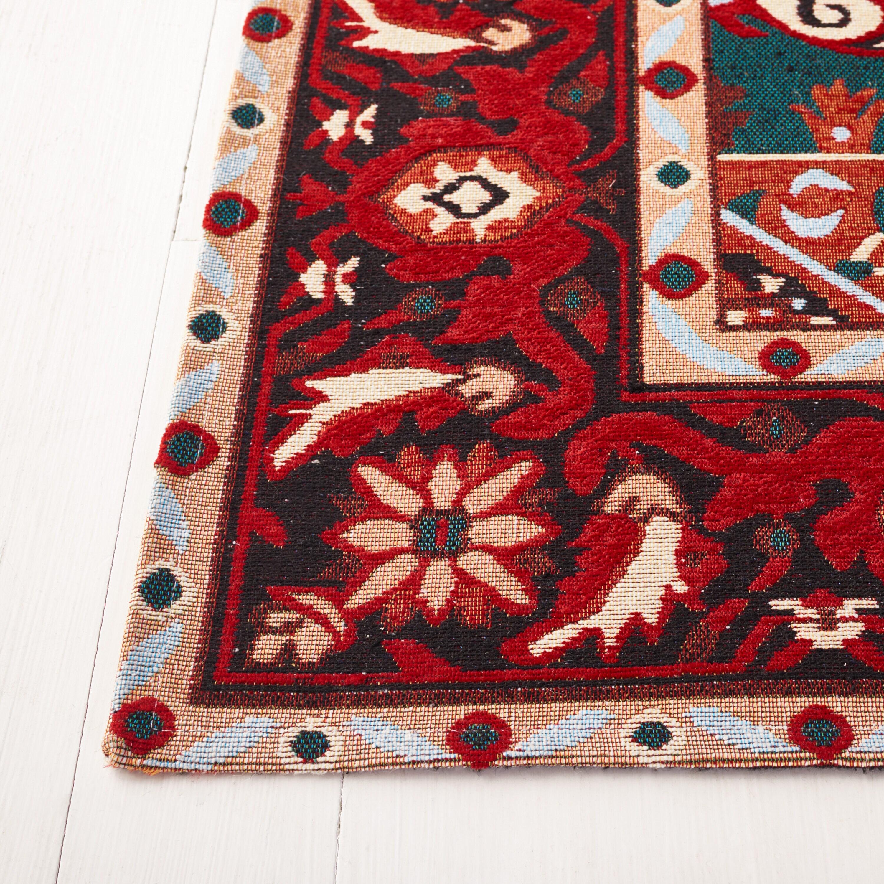 Easy Care ECR105 Power Loomed Machine Washable Area Rug - Red/Black - 4'x6' - Safavieh.