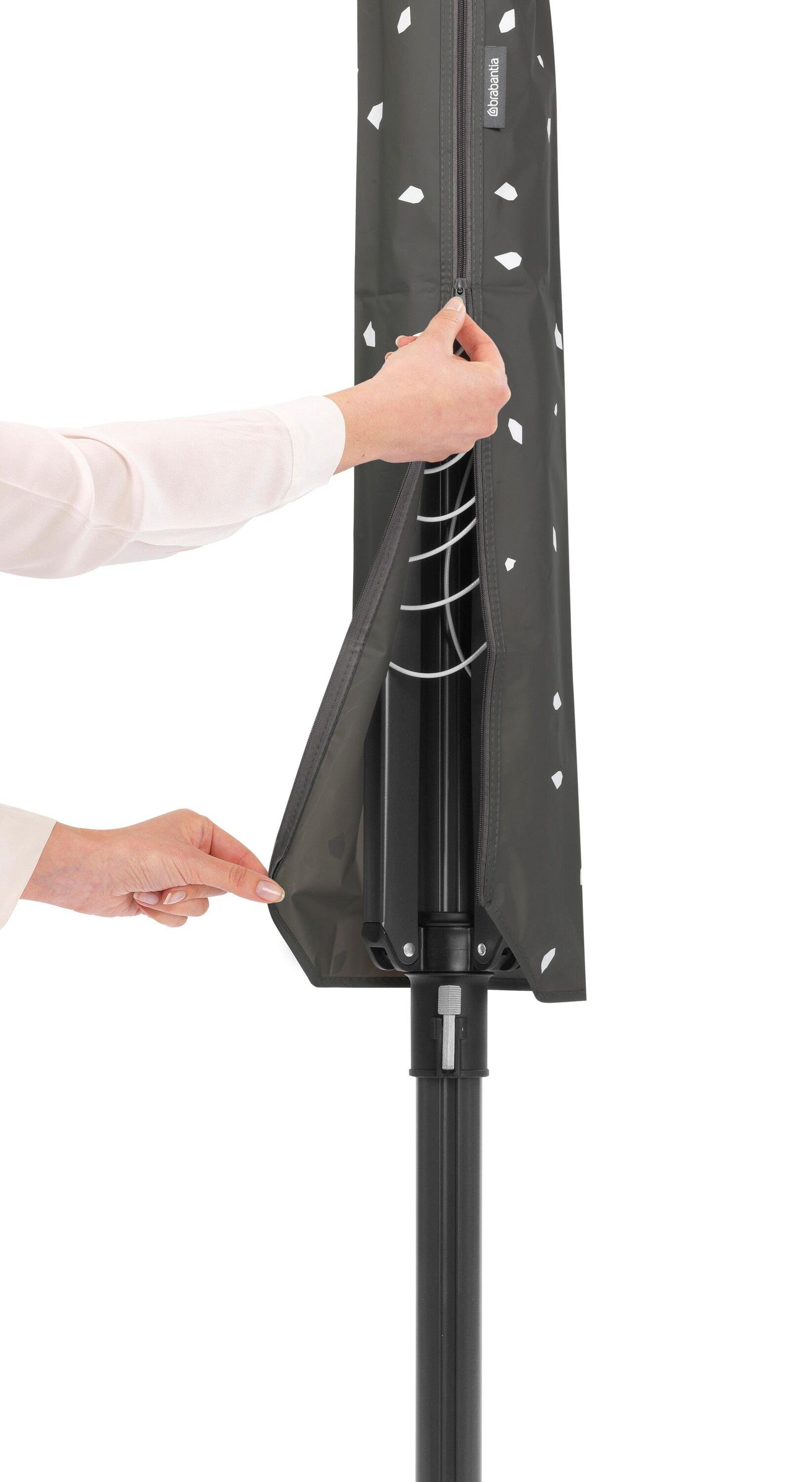 Anthracite Height Adjustable Steel Outdoor Rotary Clothesline with Cover and Clothespins