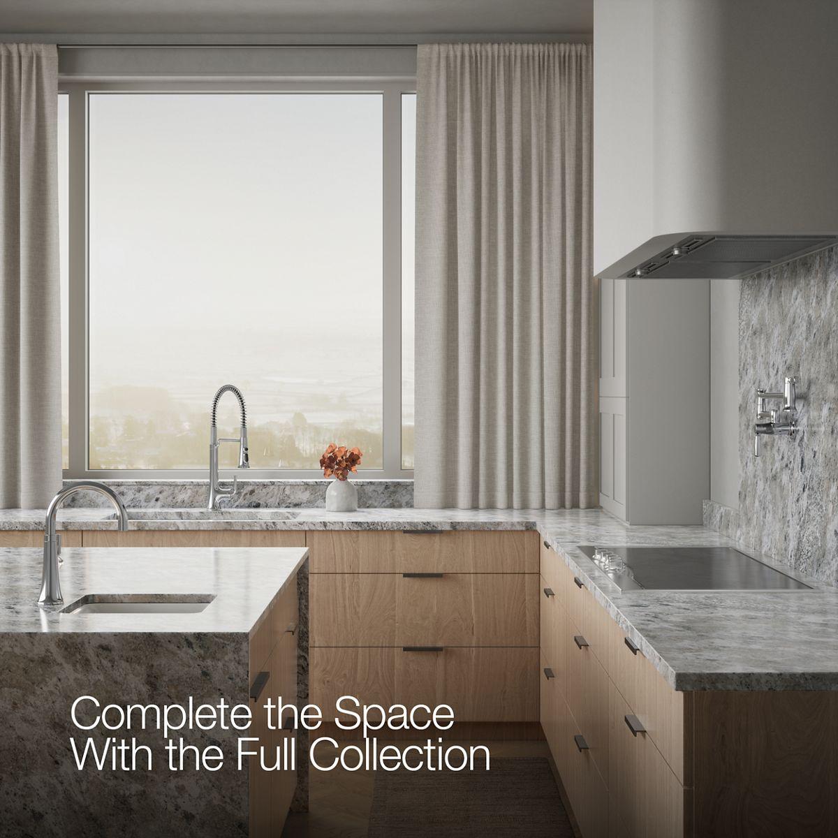 Kohler Tone Single Handle Semi-Professional Pre-Rinse Kitchen Sink Faucet with Three-Function Pull Down Sprayer