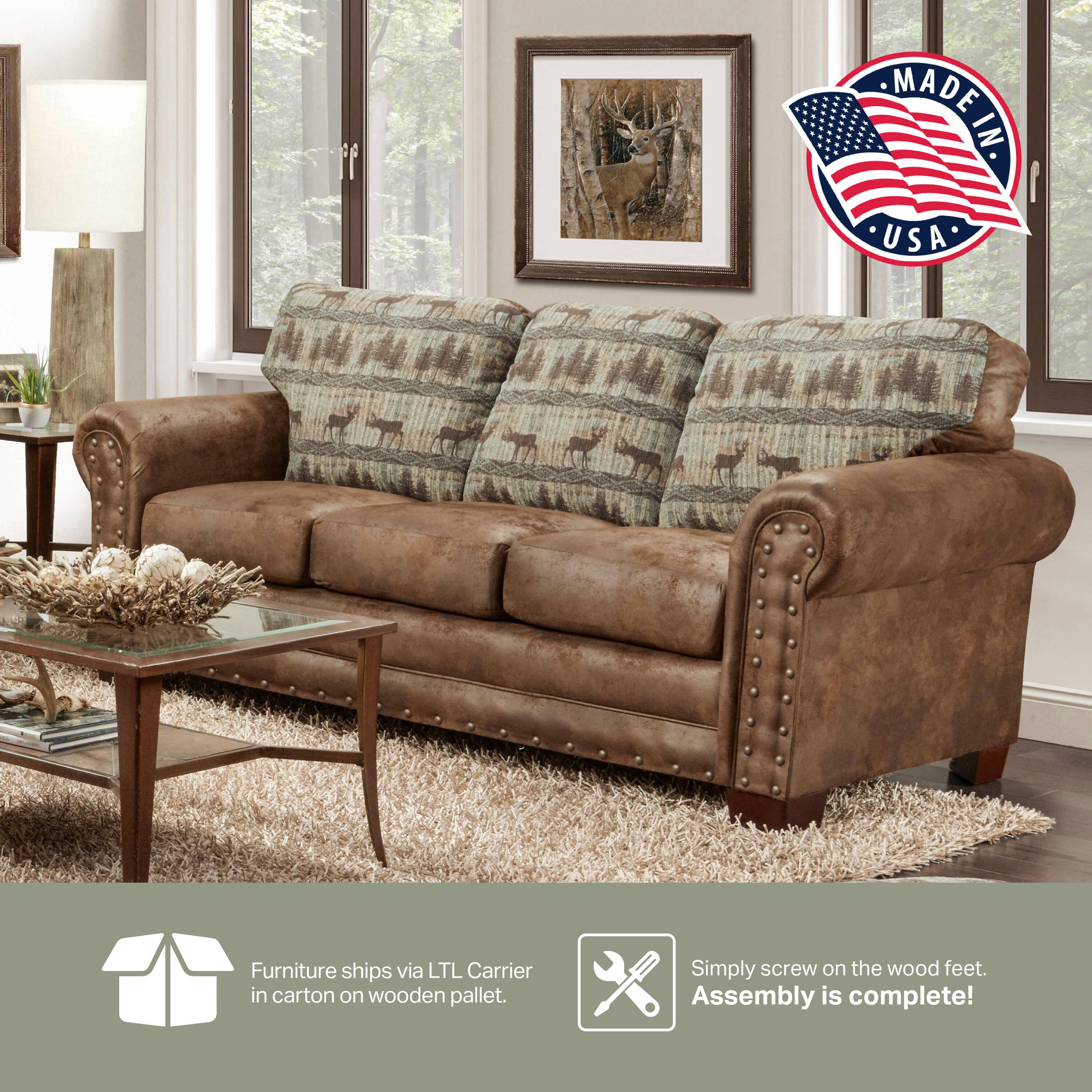 American Furniture Classics Traditional Microfiber Sedona Sofa in Brown