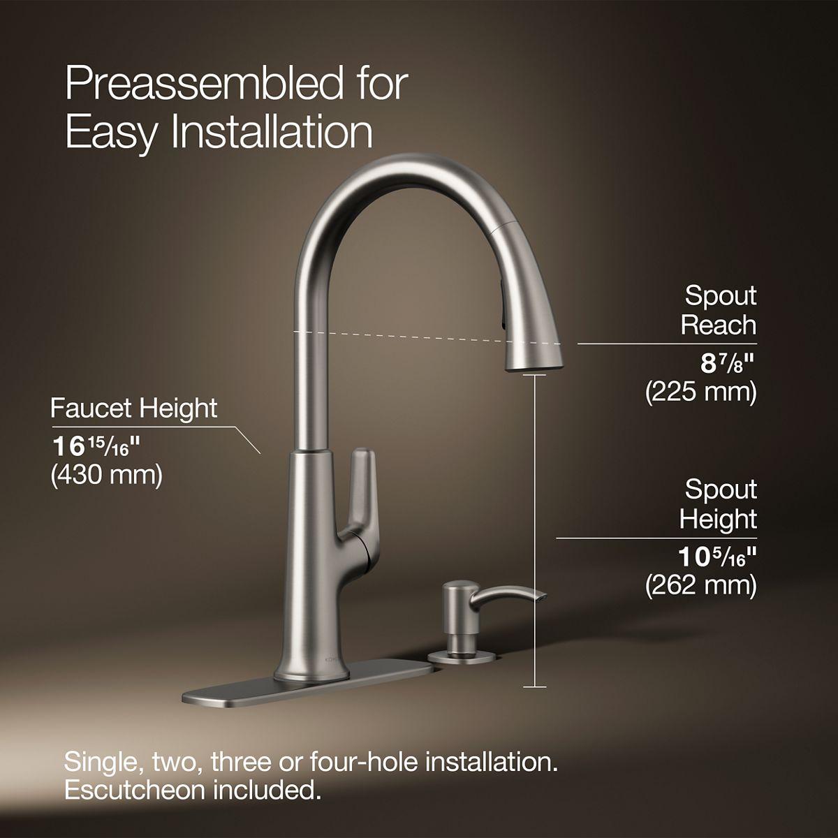 Volt Stainless Steel Pull-Down Kitchen Faucet with Soap Dispenser