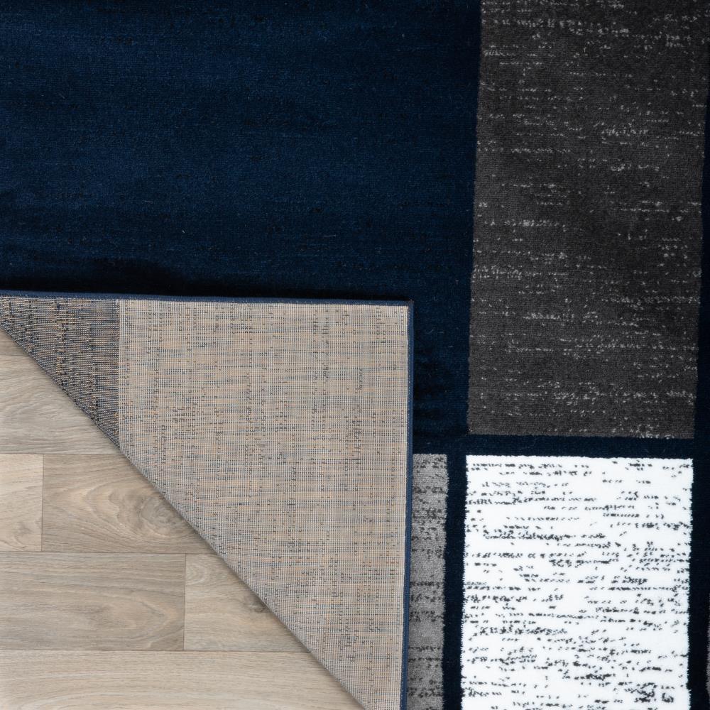 World Rug Gallery  Contemporary Modern Boxed Color Block Area Rug Navy 9' x 12' Geometric, Color Block 9' x 12', 7' x 9' Living Room, Bedroom, Dining