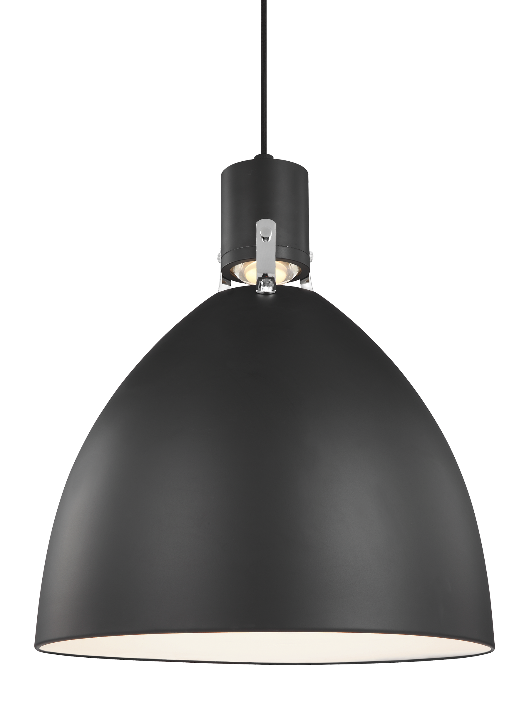 Generation Lighting Brynne 1 -Light Matte Black Modern/contemporary Bowl Integrated LED Large Hanging Pendant light