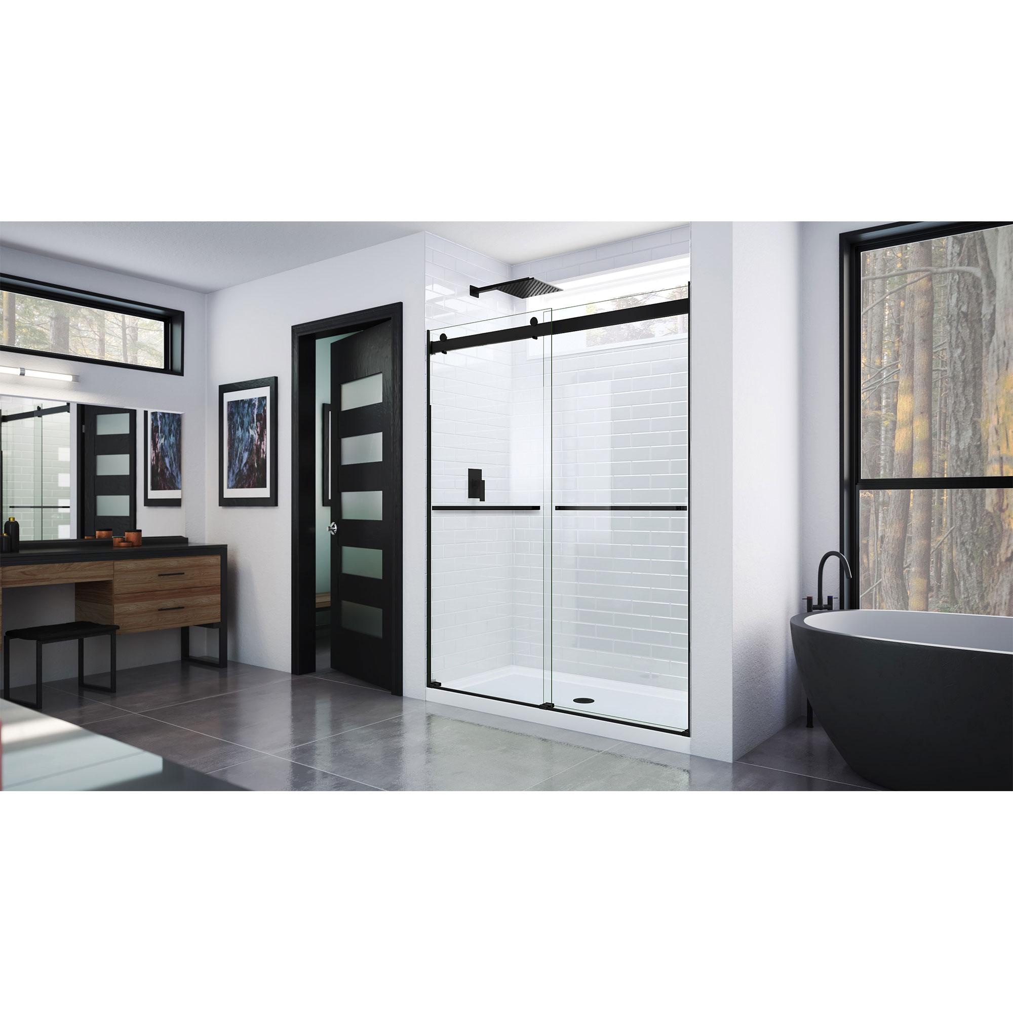 56" - 60" W x 76" H Reversible Frameless Shower Door with ClearMax Technology