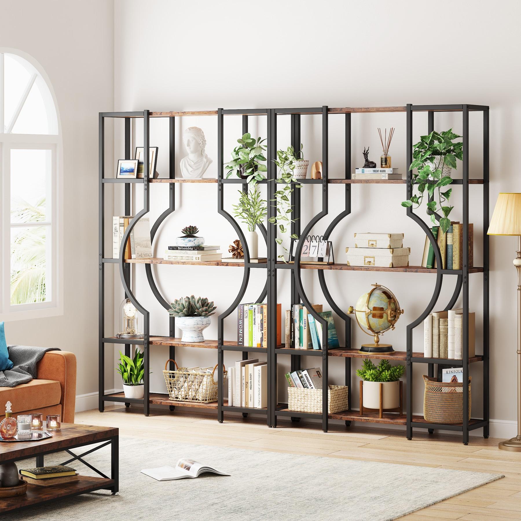 Tribesigns 5-Tier Bookshelf and Bookcase, Wooden Book Shelf with 12 Open Display Shelves