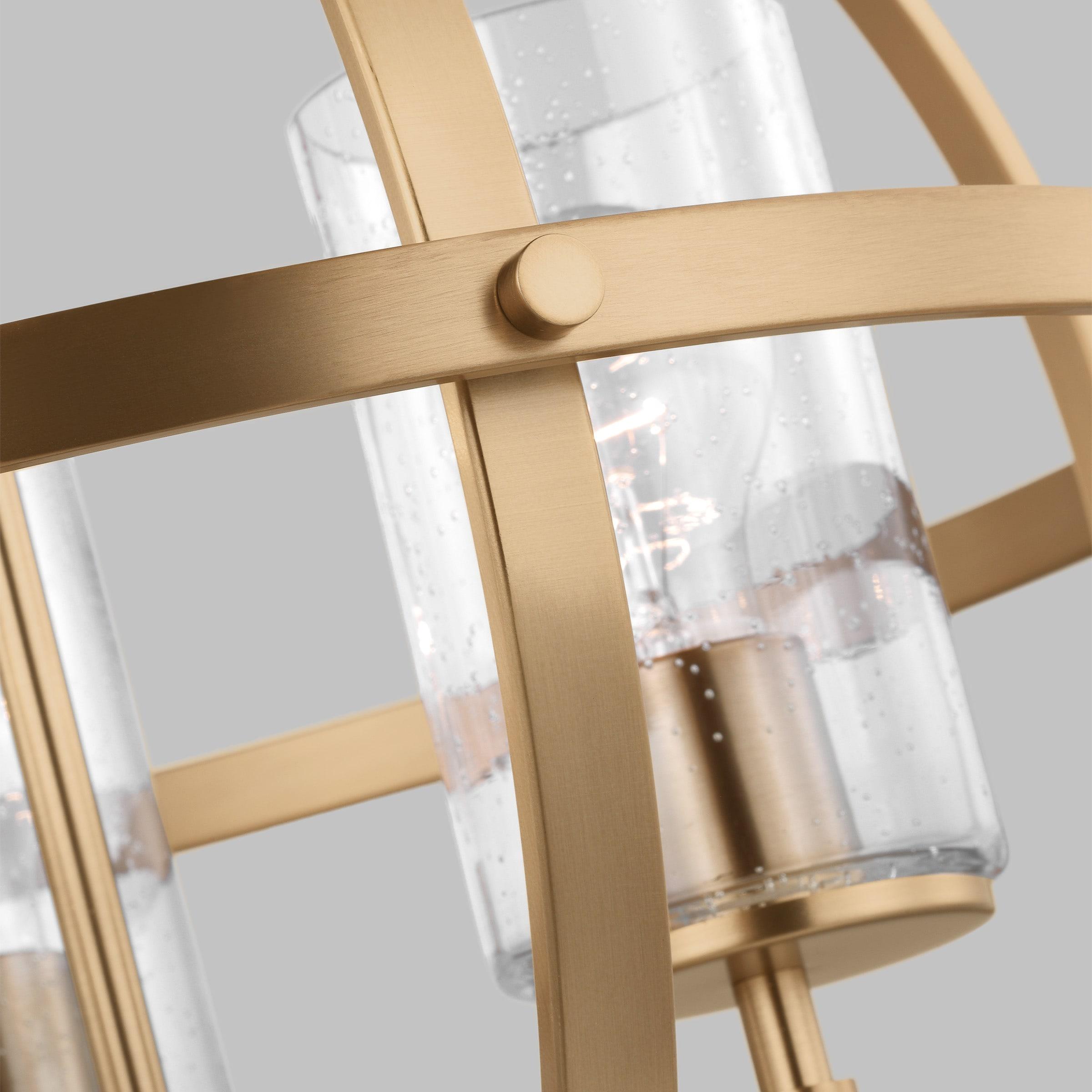 Alturas 3-Light Satin Brass Modern Dining Room Hanging Globe Chandelier with Clear Seeded Glass Shades