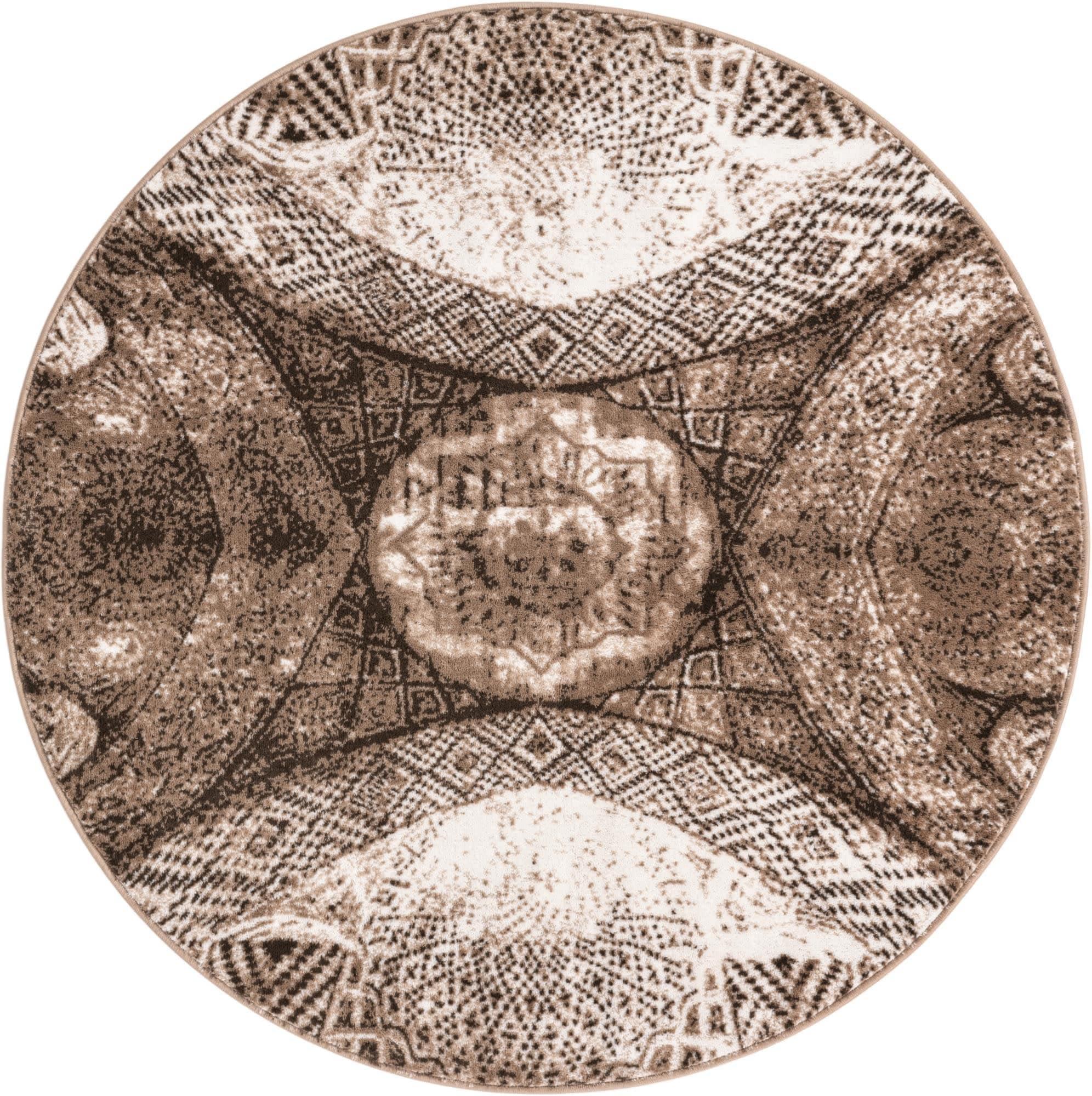 Unique Loom 5' 3 x 5' 3 Sofia  Albert Brown Round Area Rug