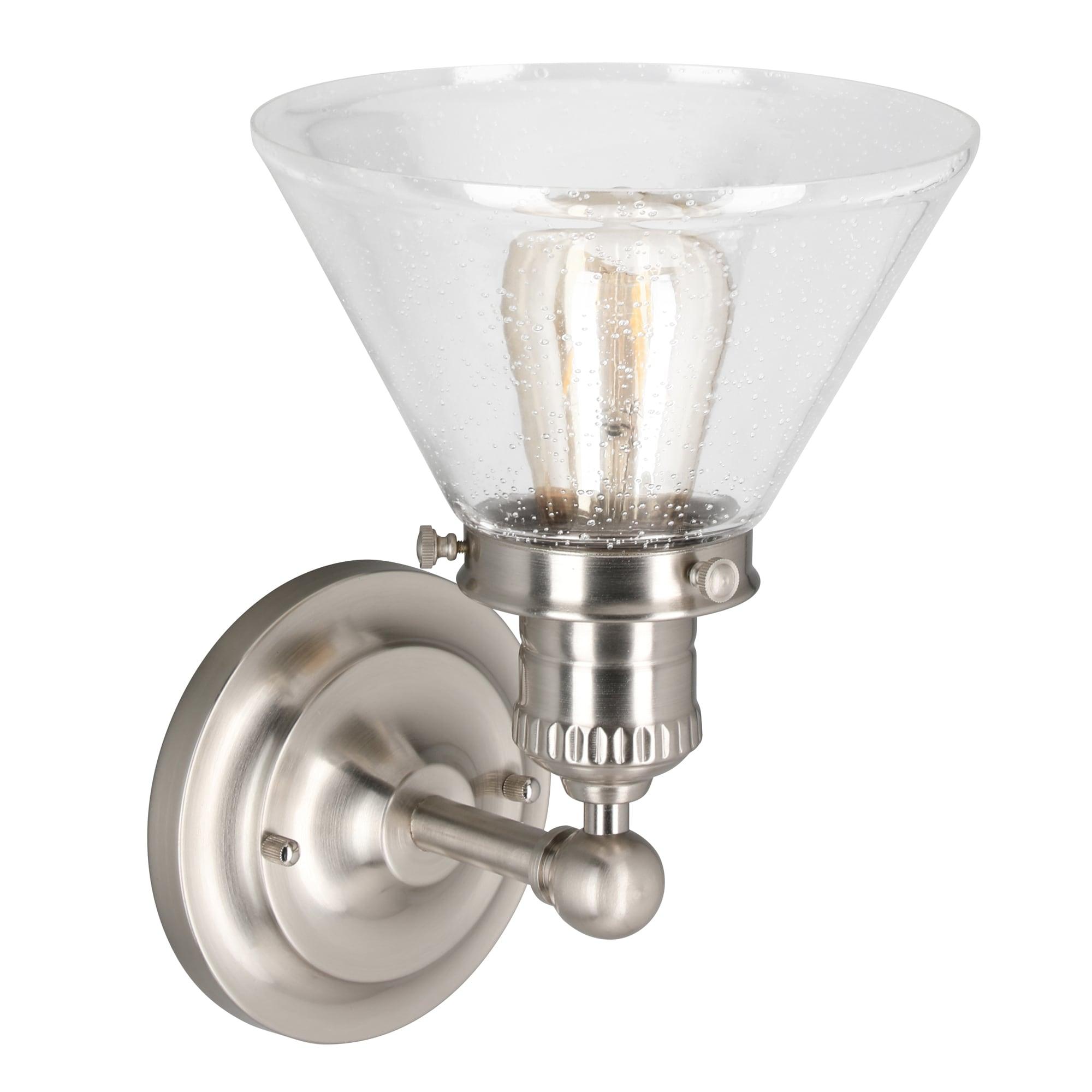 Design House 589028-SN Augustin Transitional 1-Light Indoor Dimmable Wall Light Fixture with Clear Seedy Glass Shade for Kitchen Hallway Bedroom Bathroom, Satin Nickel