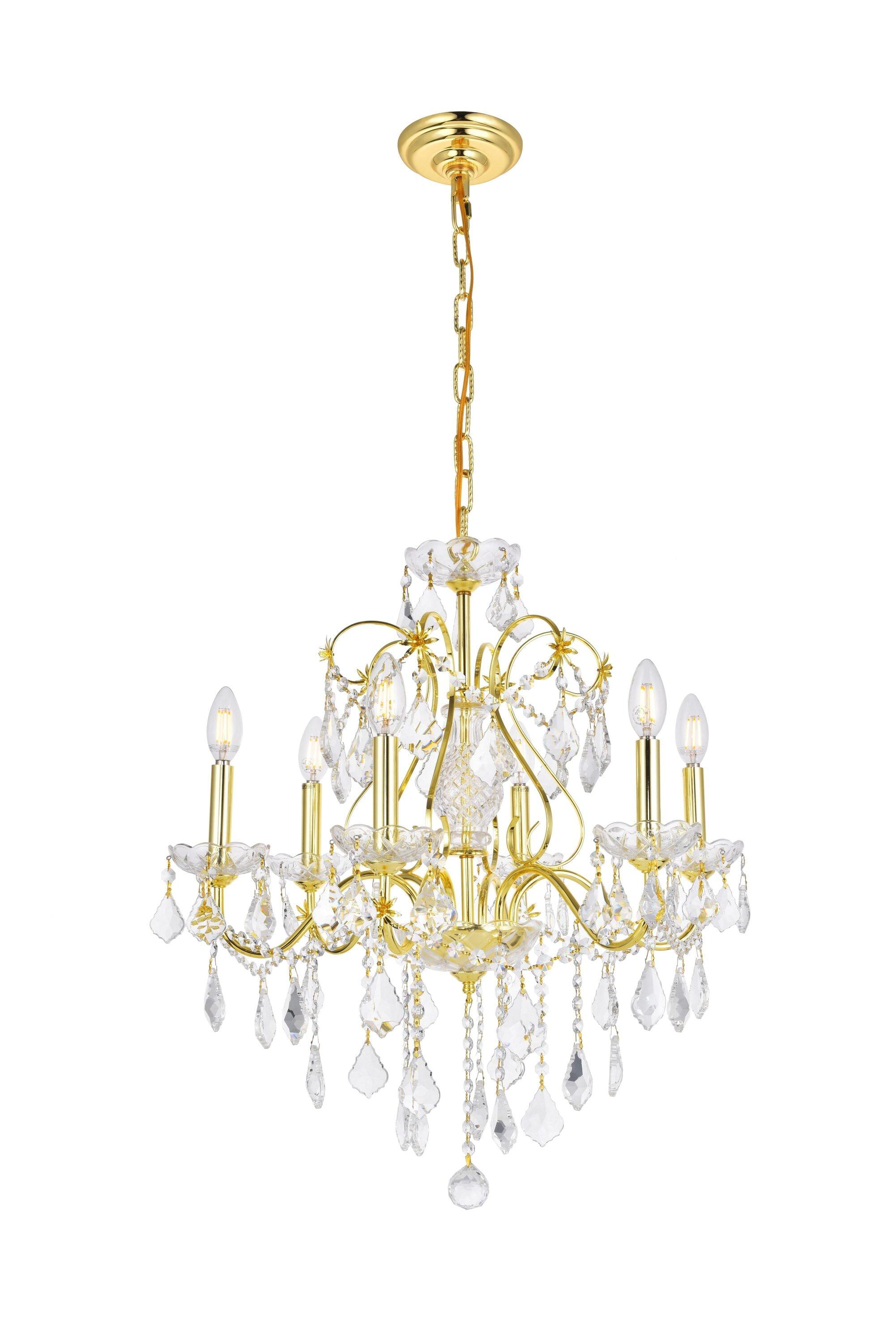Elegant Lighting Kasey 1-Light Honey Gold Pendant with Elegant Canopy Mount
