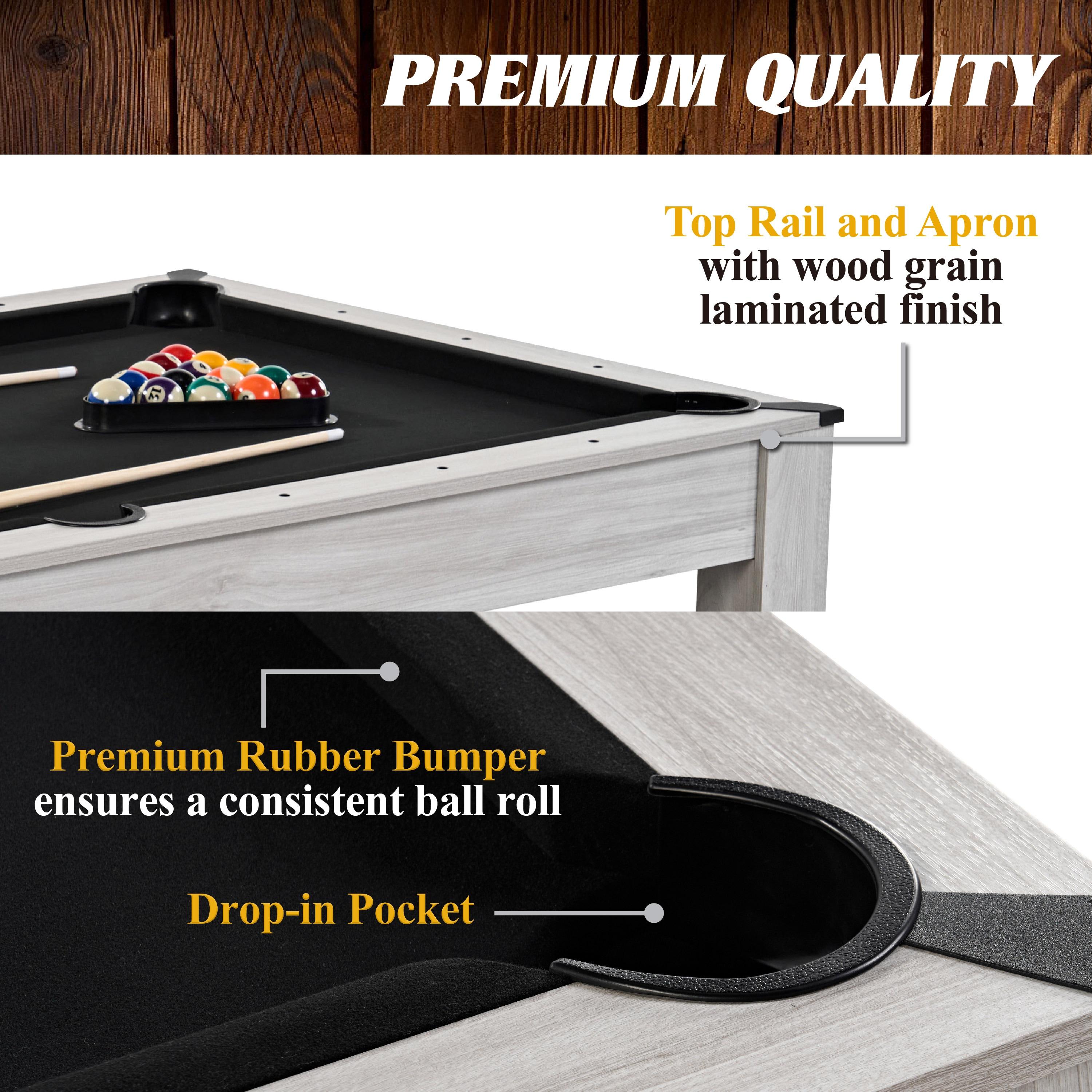 Barrington Billiards Monteray 7’ Pool Table, 3-in-1 with Dining Top & Rolling Storage Caddy