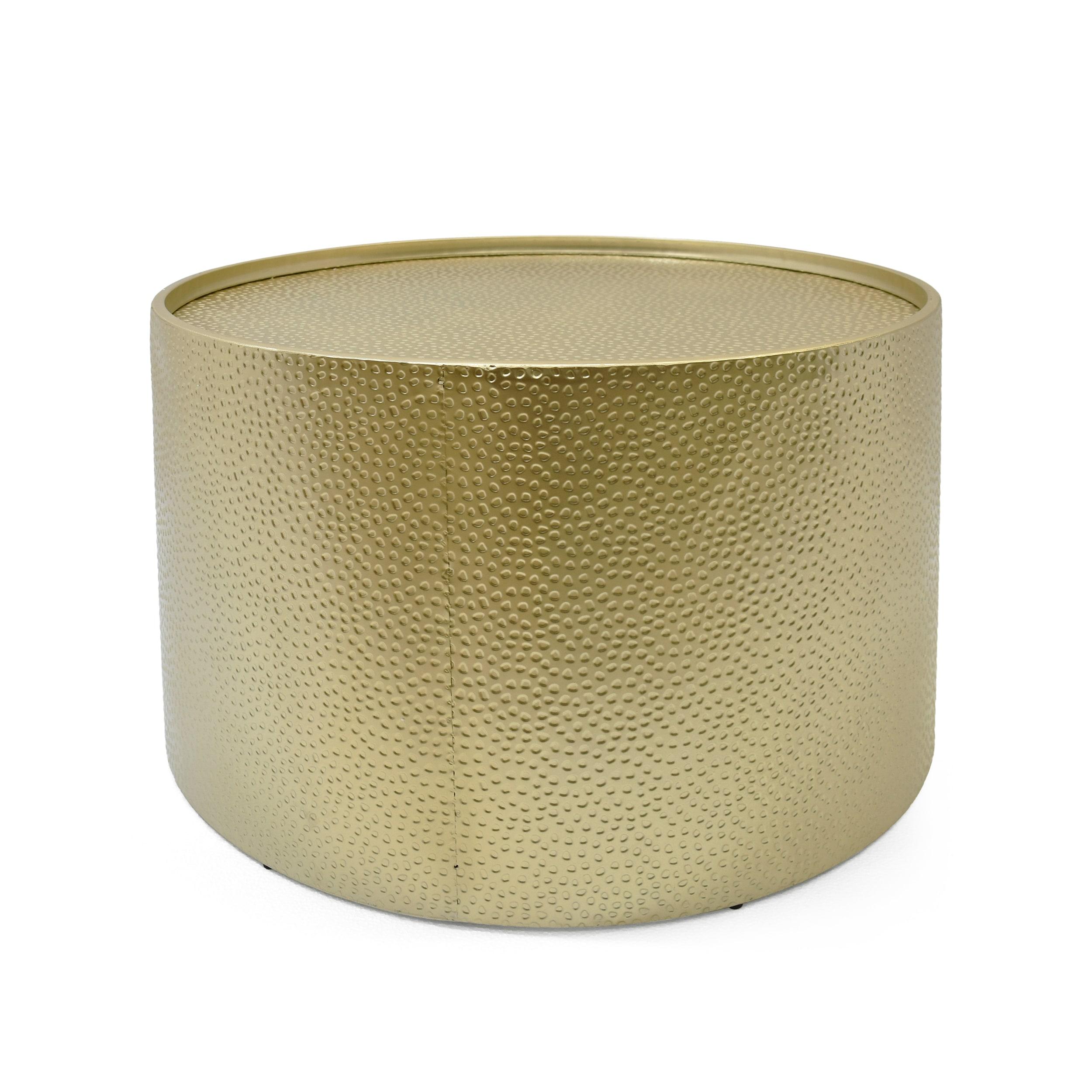Braeburn Modern Round Coffee Table Gold - Christopher Knight Home: Hammered Iron, No Assembly Required