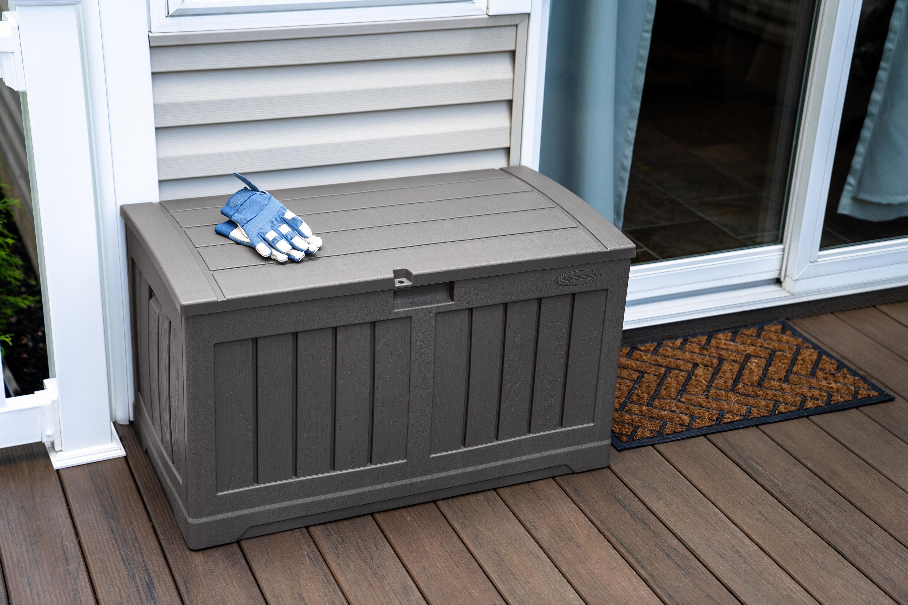 Suncast Suncast 50 Gallon Plastic Deck Box with Molded Lockable Feature for Home, Gray