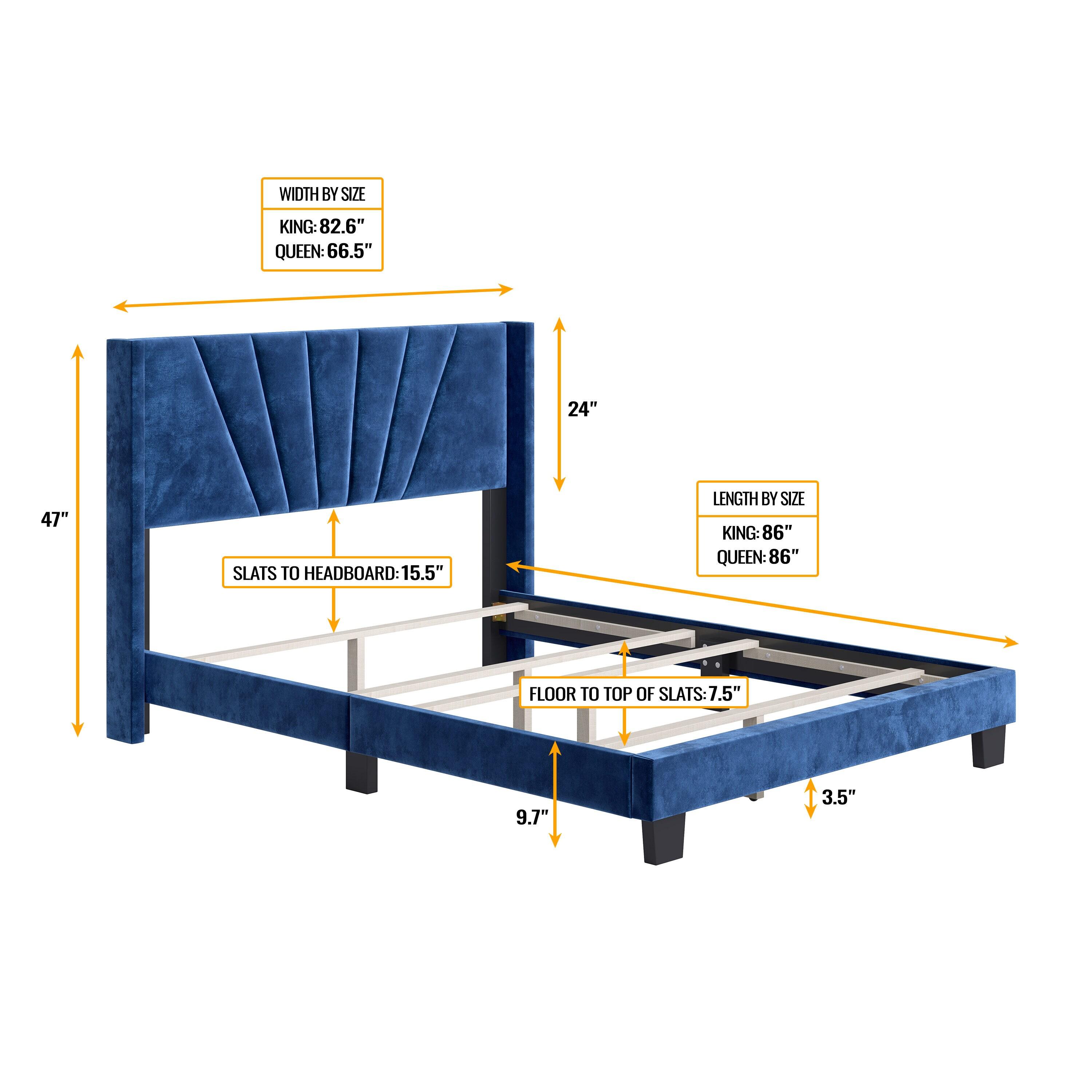 Boyd Sleep Valencia Velvet Upholstered Platform Bed Frame with Adjustable Height Headboard , Requires Box Spring-Boyd Sleep