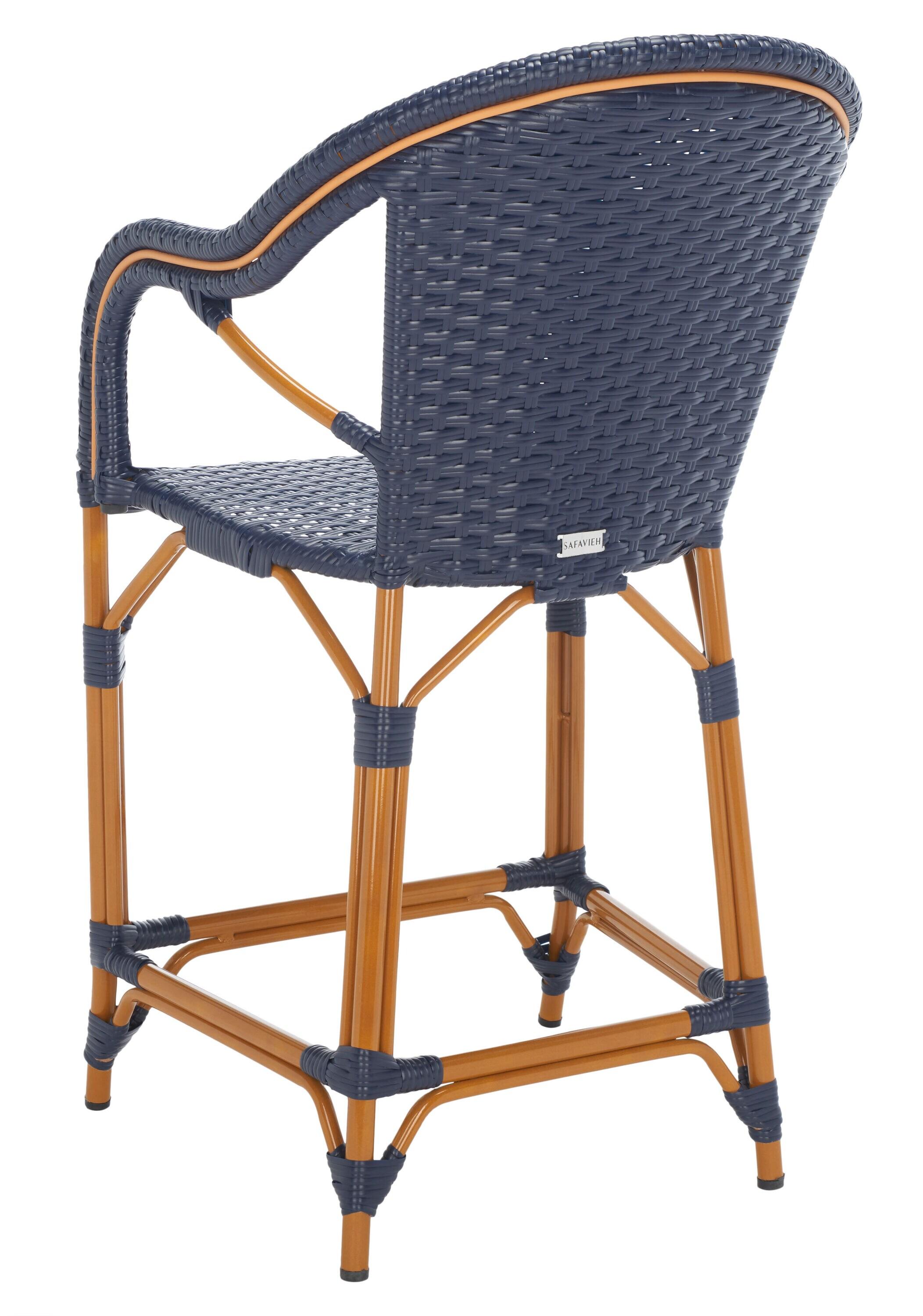 California Counter Stool With Arms - Indoor/Outdoor - PAT7533 - Navy - Safavieh