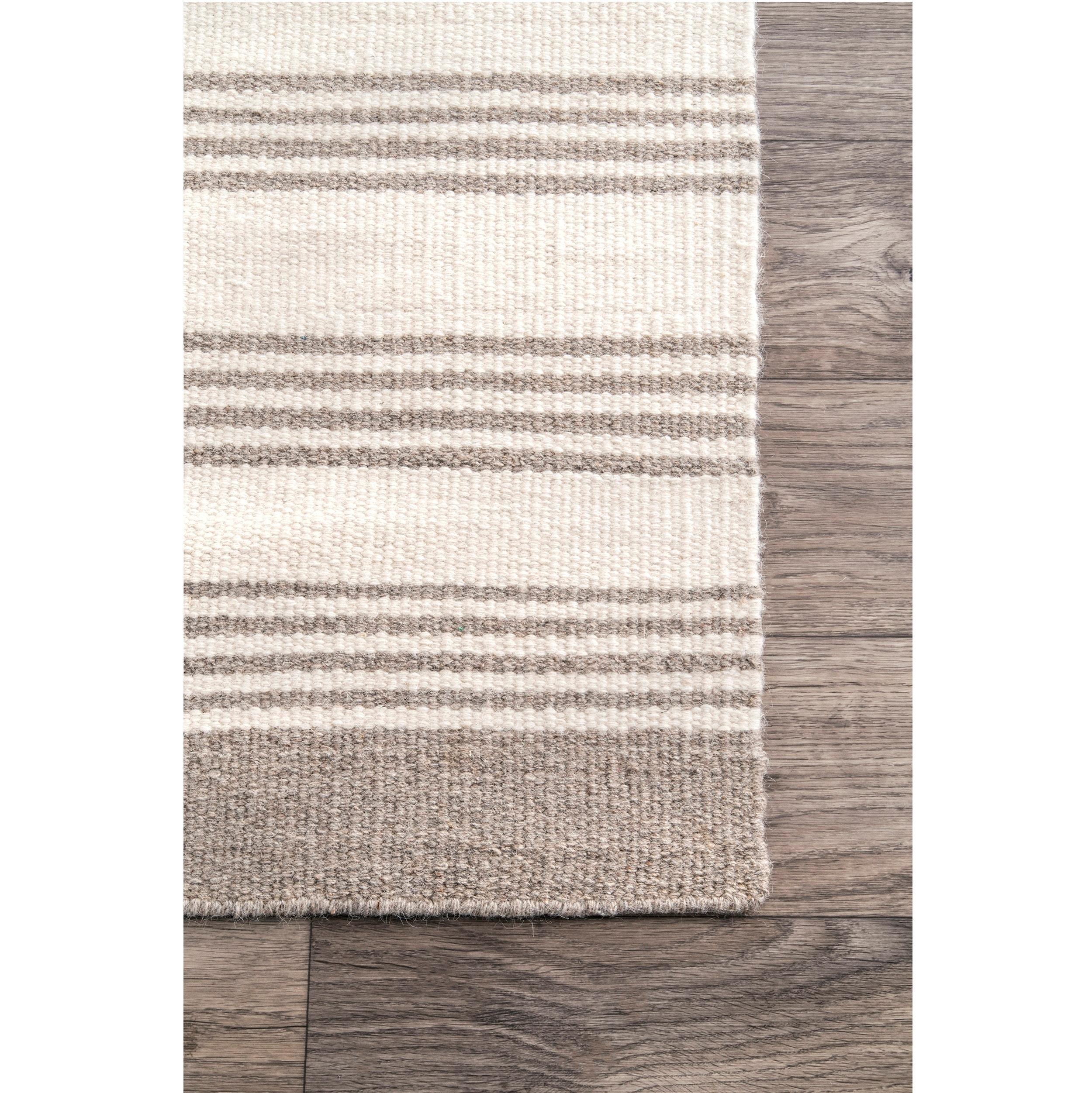 Highland Dunes Striped Cotton/Wool Beige Area Rug