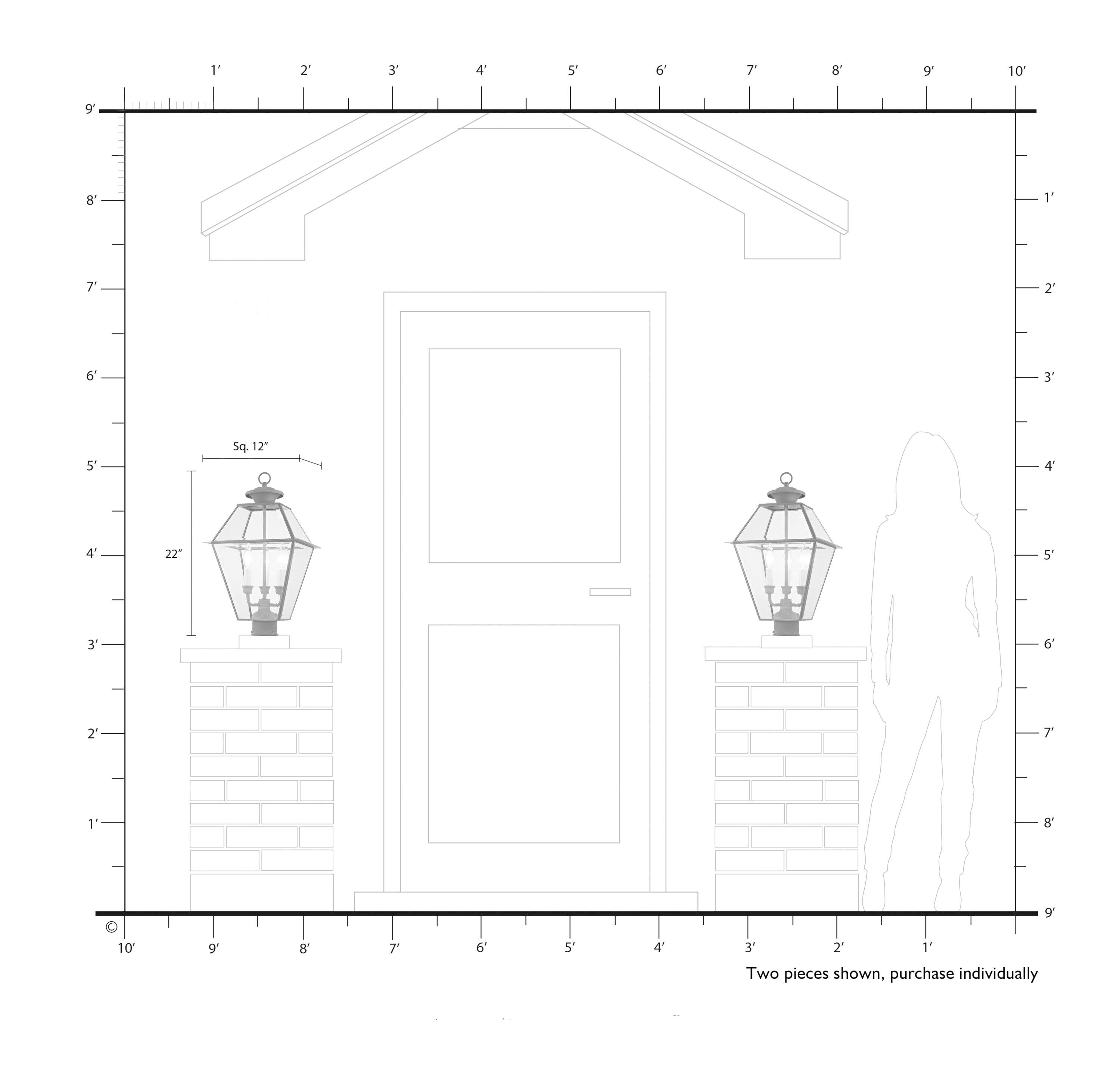 Livex Lighting Westover 3 - Light Post Light in  Charcoal
