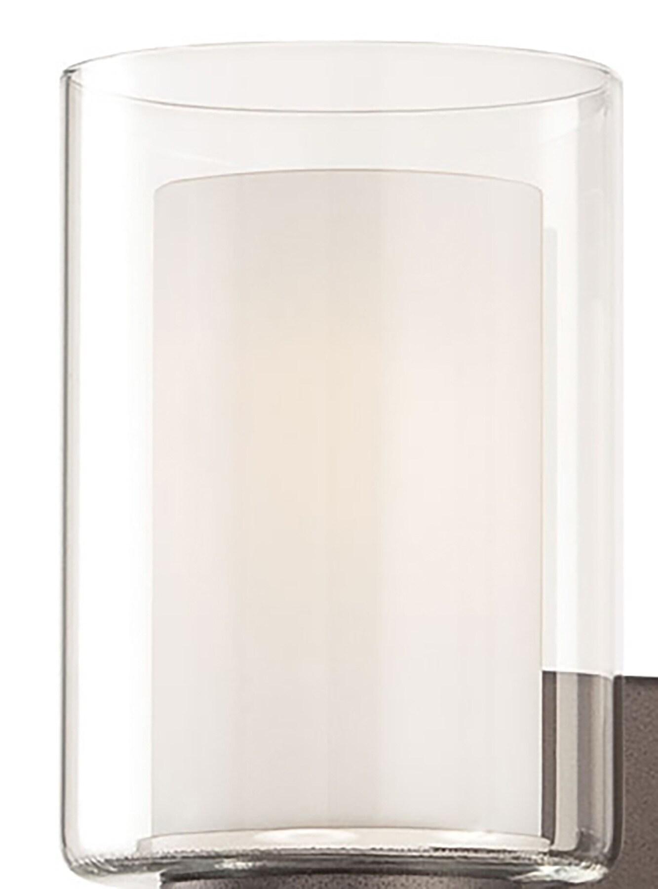 Minka Lavery Industrial Wall Light Smoked Iron Hardwired 32 1/2" 4-Light Fixture White Inner Clear Outer Glass Shade for Bathroom