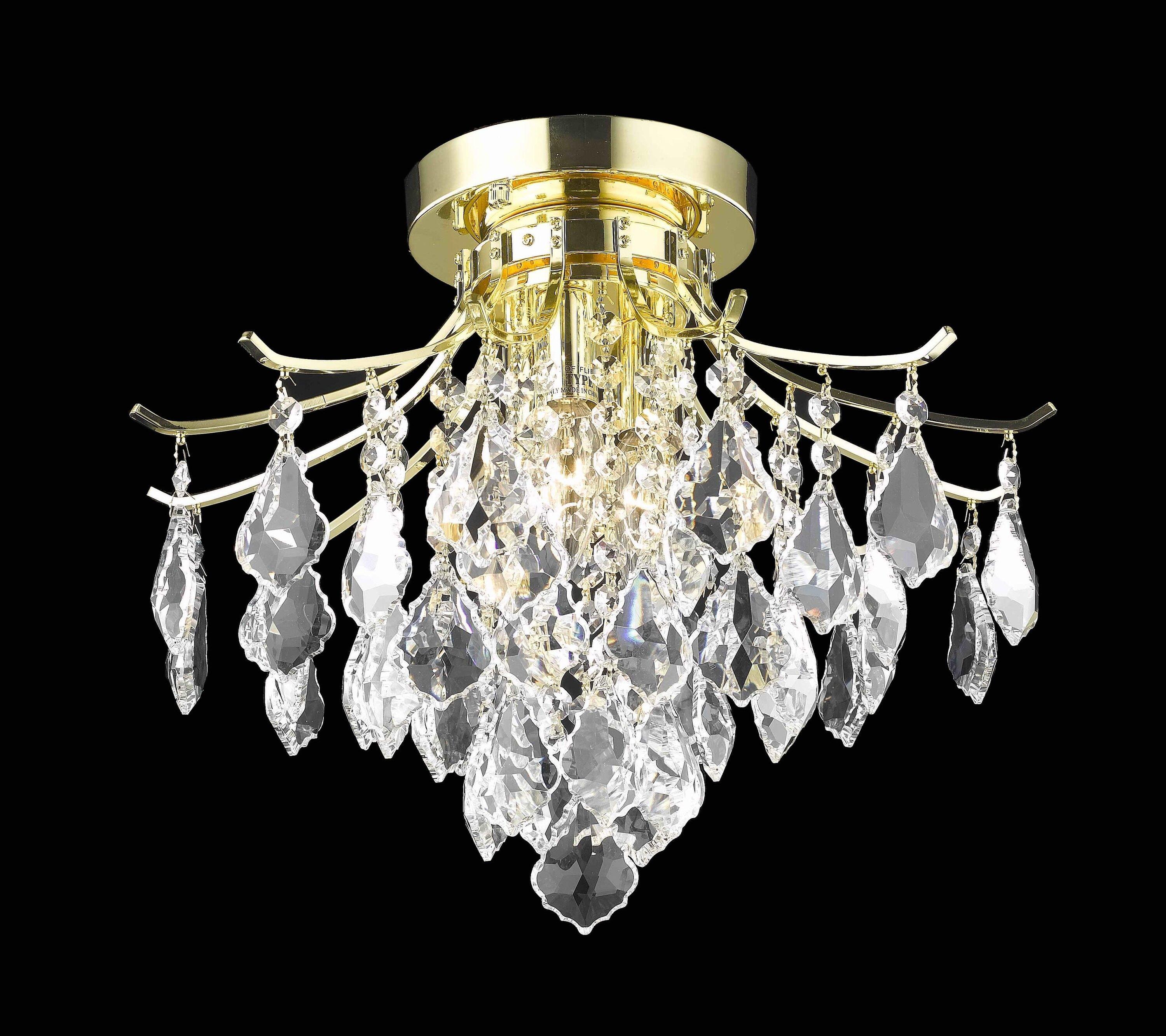 Elegant Lighting Amelia Collection Flush Mount D16in H12in Lt:3 Gold Finish