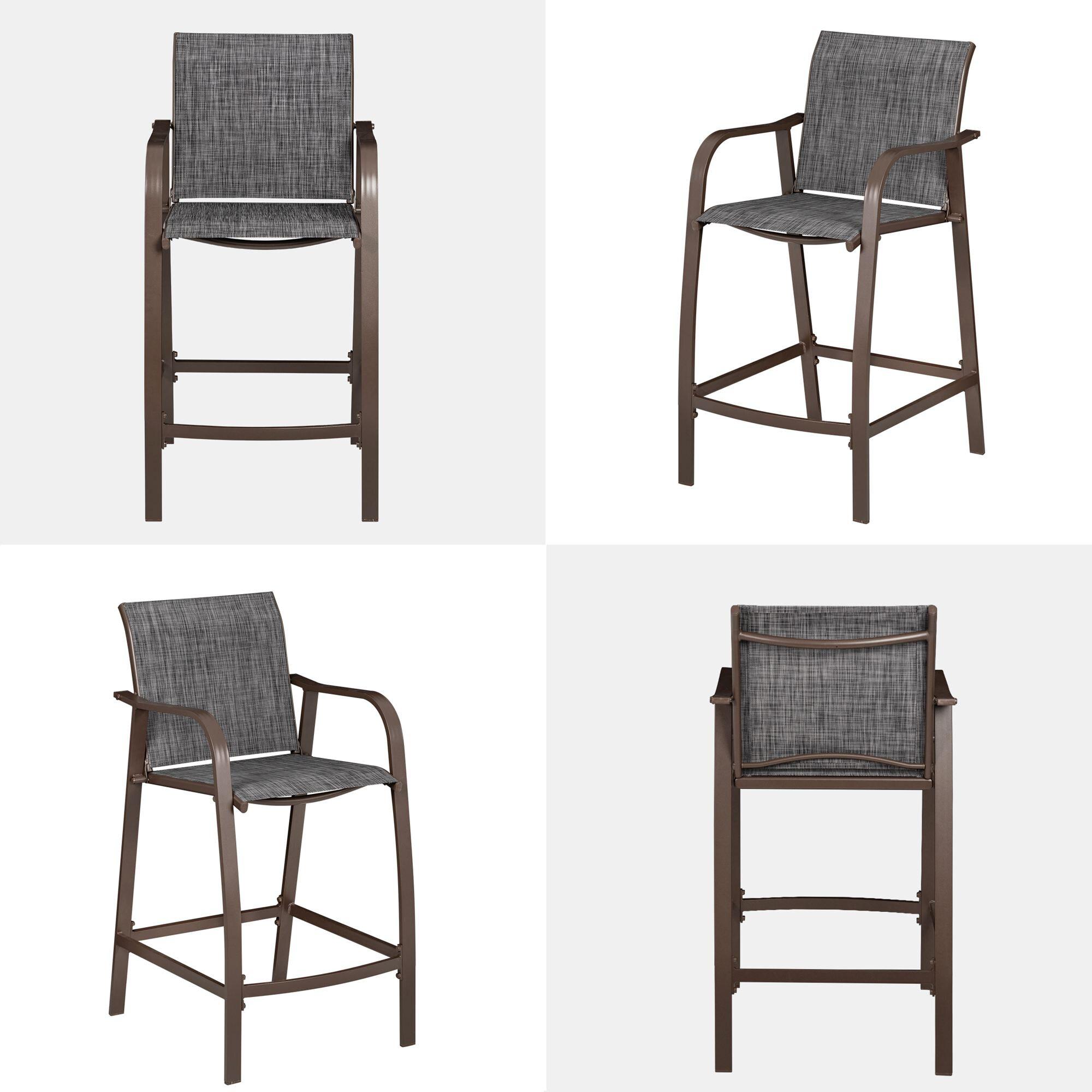 Pellebant Set of 2 Outdoor Counter Height Bar Stools  Aluminum Patio Bar Chairs,Espresso