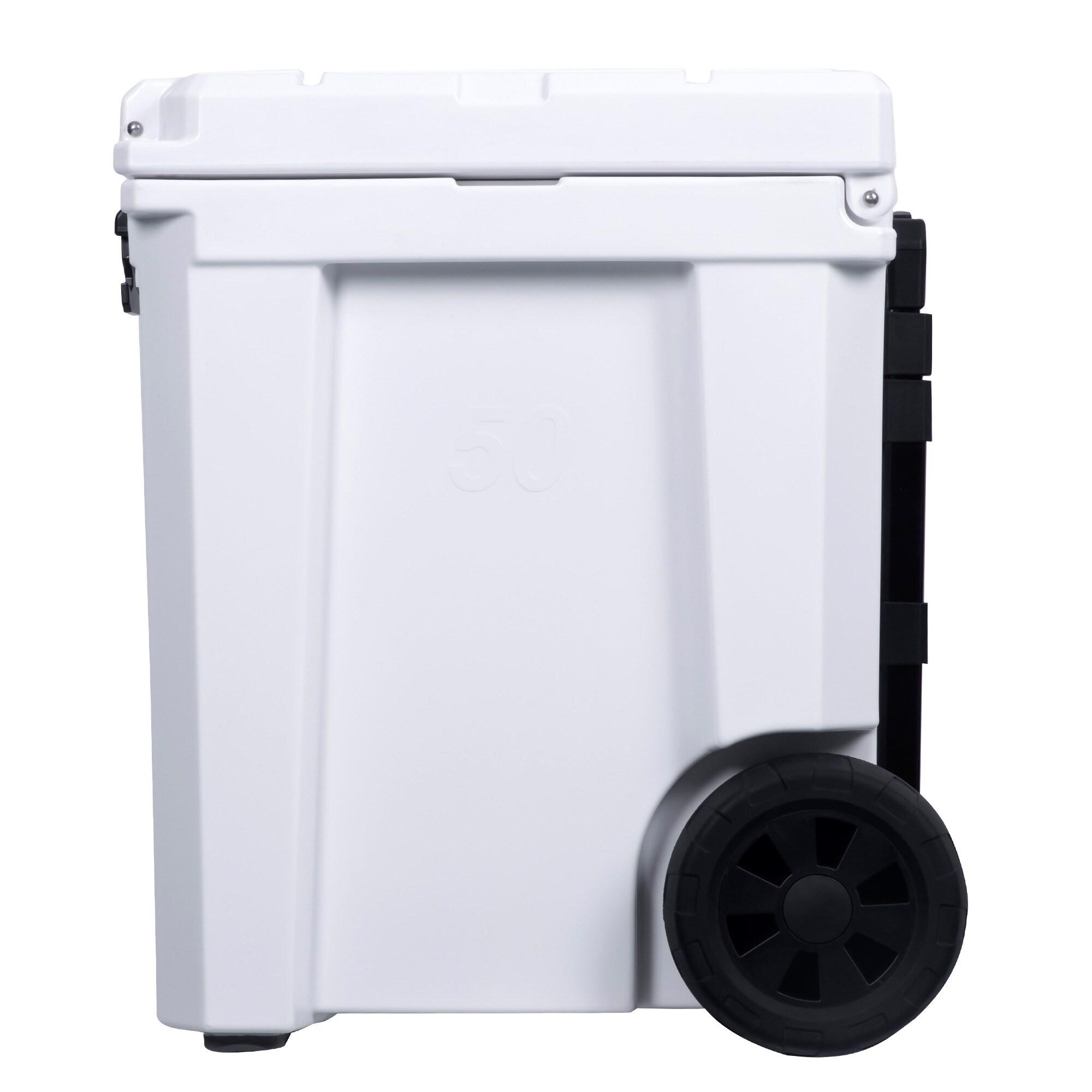 Camp-Zero 50 - 52 Qt. Premium Chest Cooler with Easy-Roll Wheels White